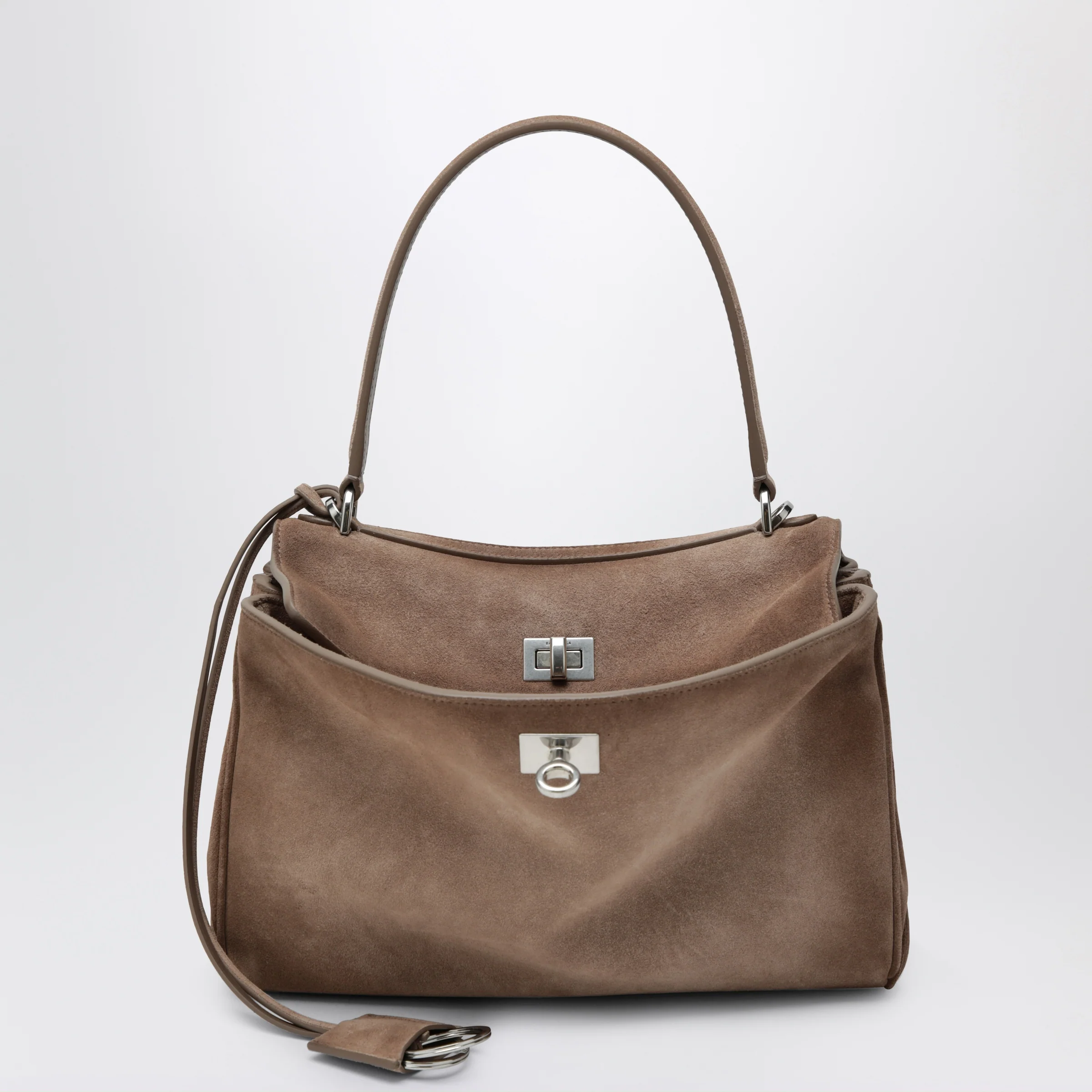 Balenciaga Small Rodeo bag in waxed suede calfskin, sesame