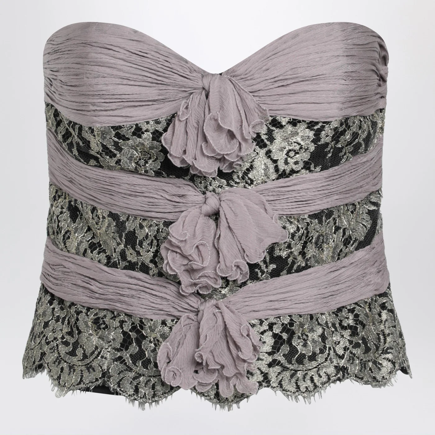 Valentino Grey/mauve/gold chiffon silk top