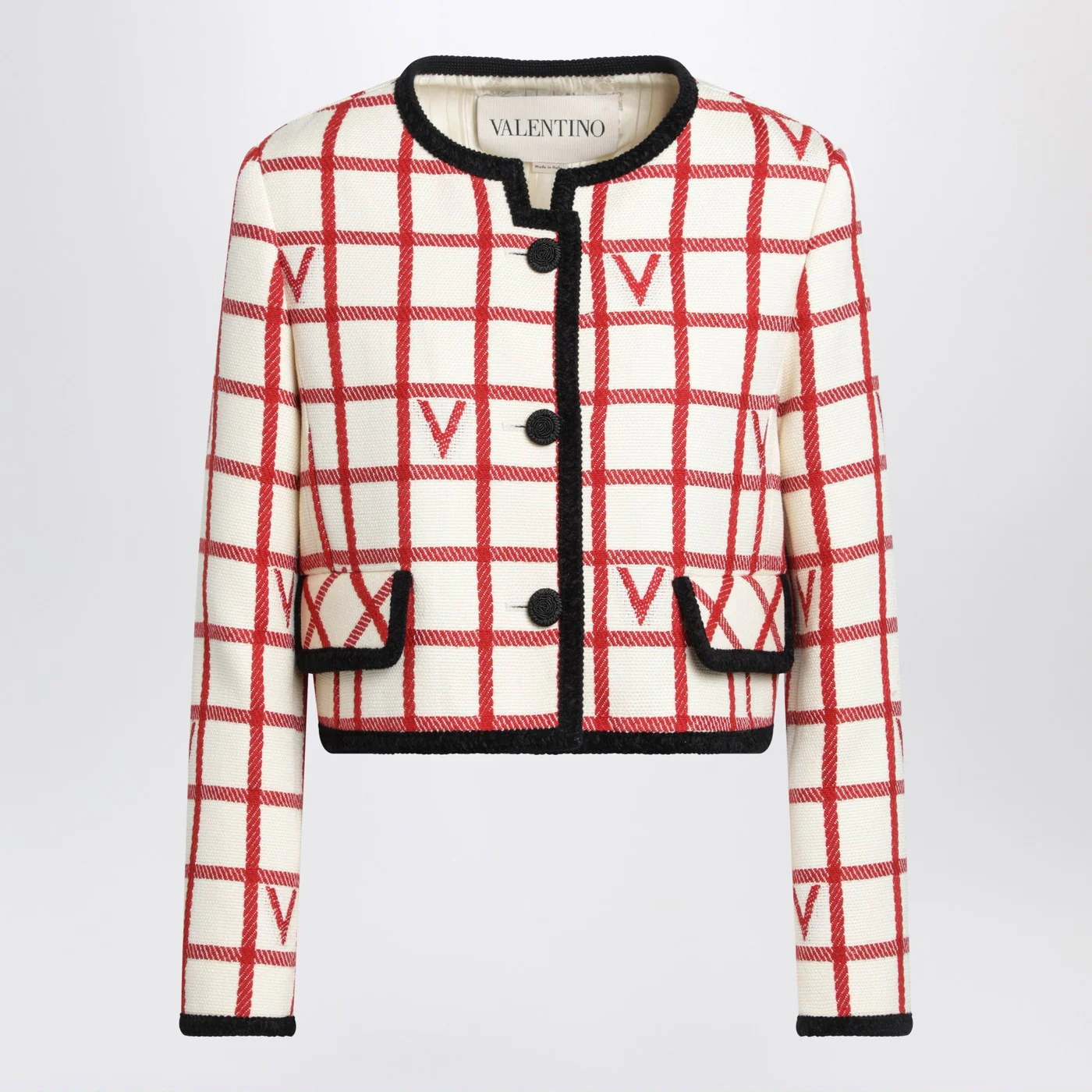 Valentino Ivory jacket with Check Vlogo pattern