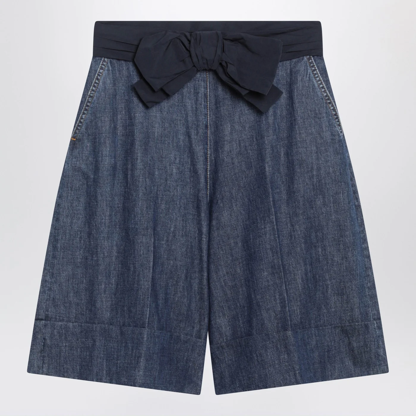 Valentino Denim bermuda shorts with oversized bow
