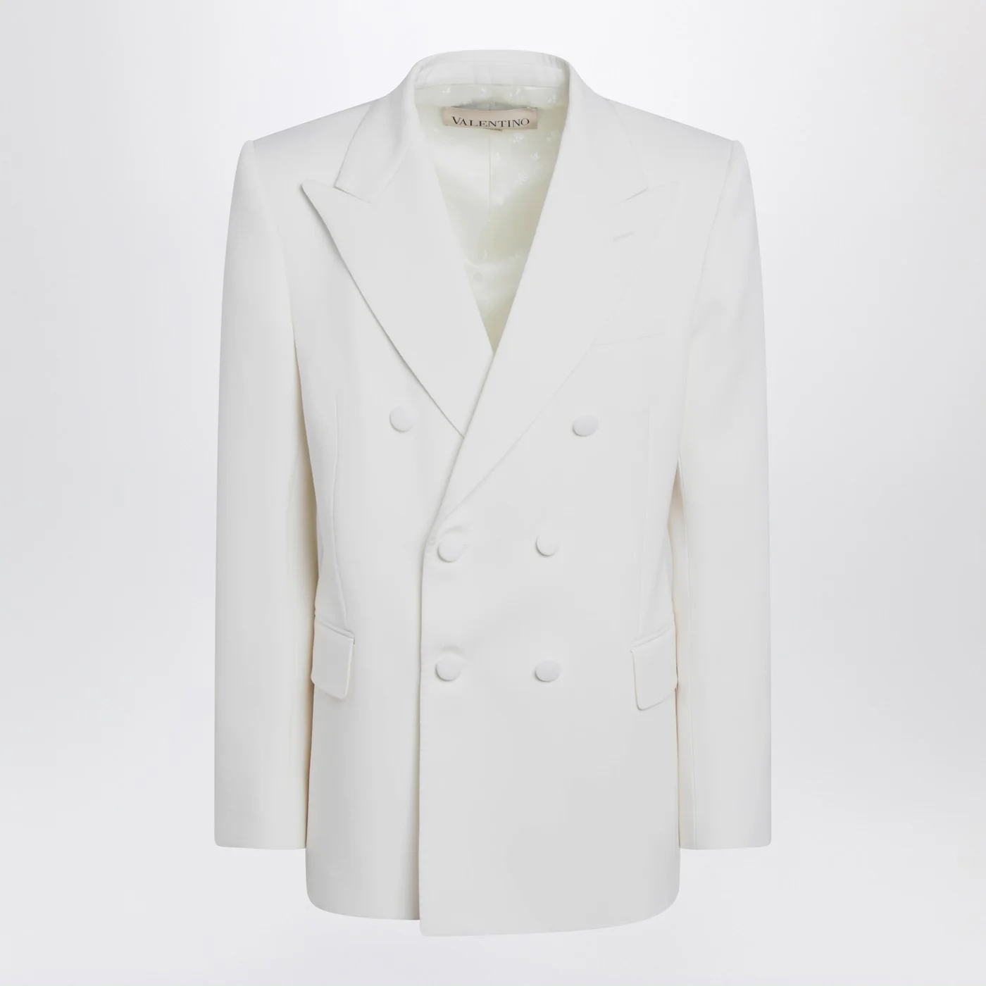 Valentino Milk-colored double-breasted jacket in wool