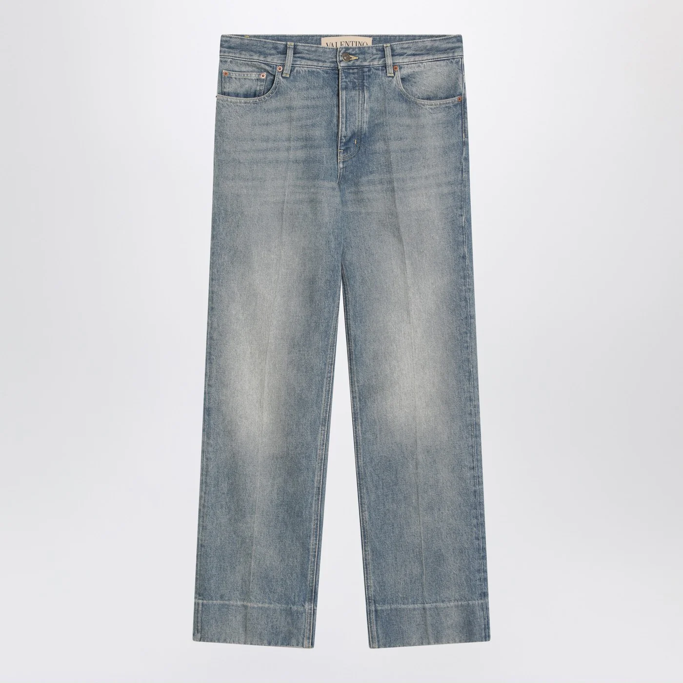 Valentino Medium blue washed-effect jeans