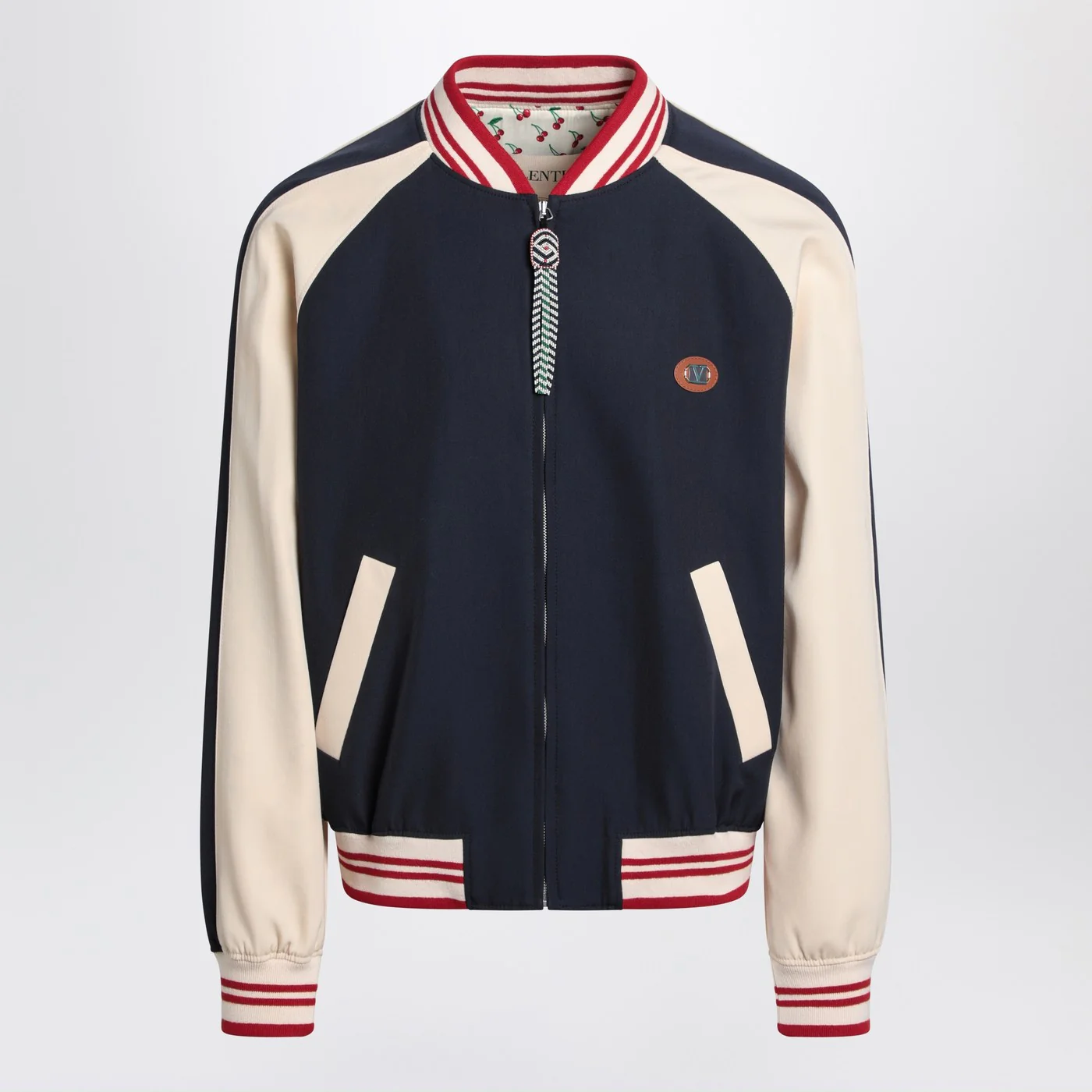 Valentino Blue/cream bomber with mixed wool VLogo