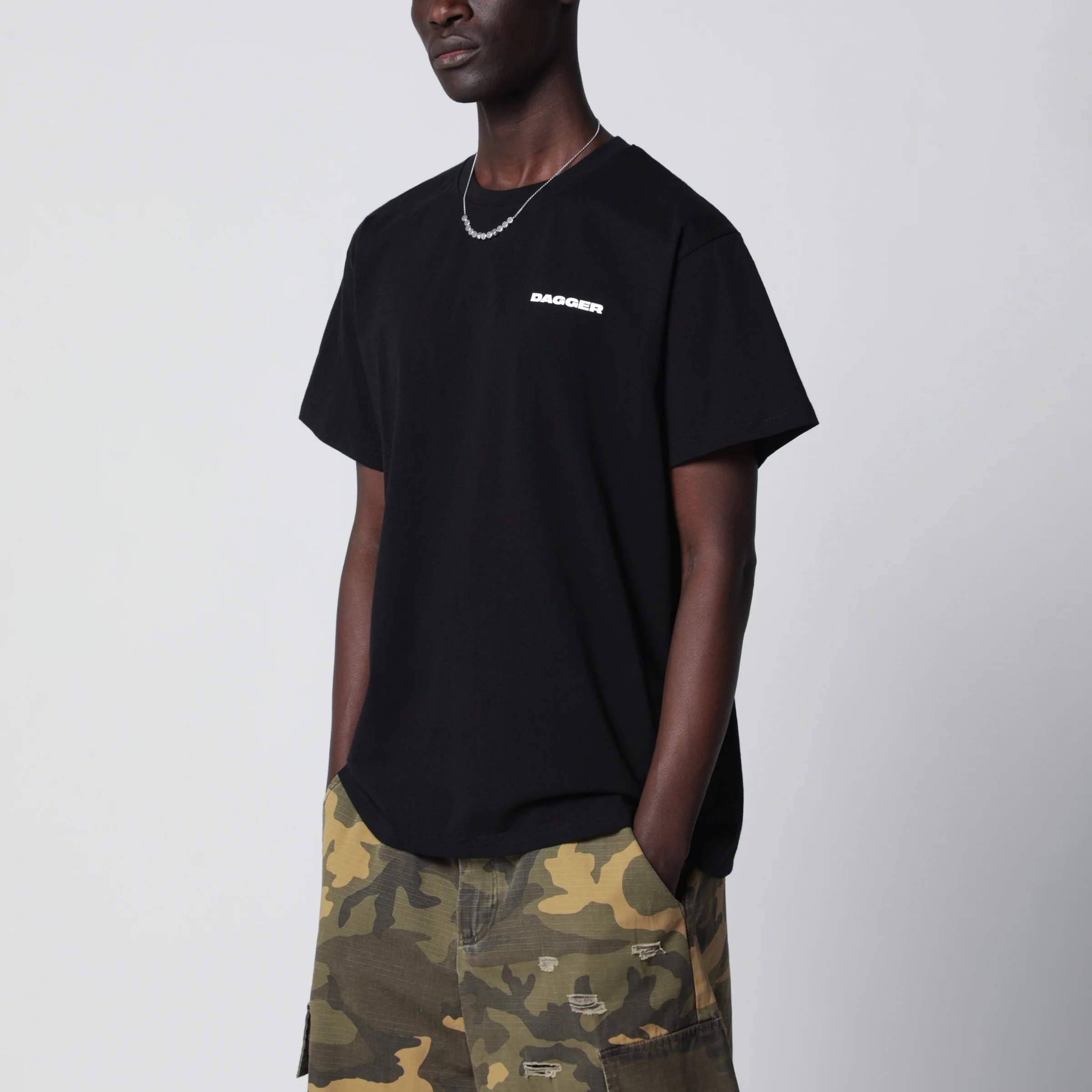 DAGGER Faded black T-shirt with logo print