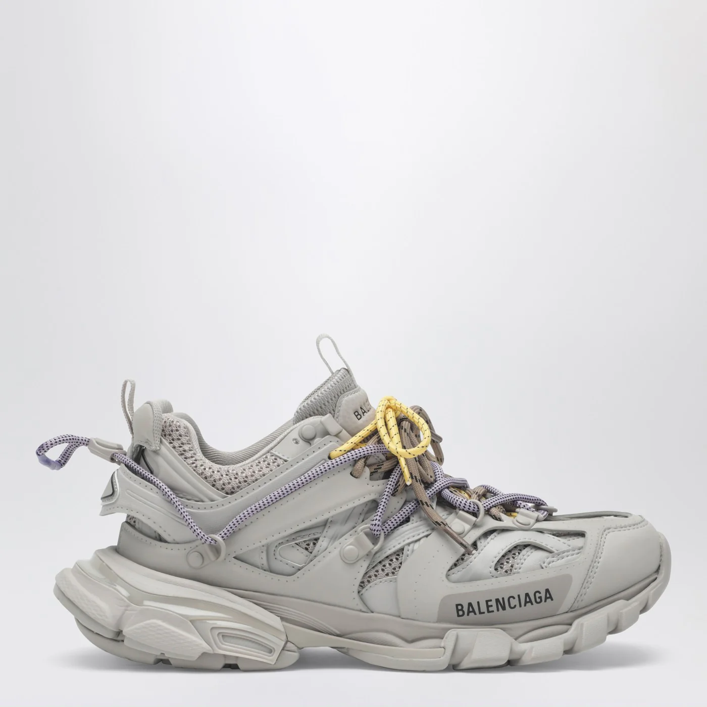 Balenciaga Track Trail Sneakers in yellow, purple, brown and black
