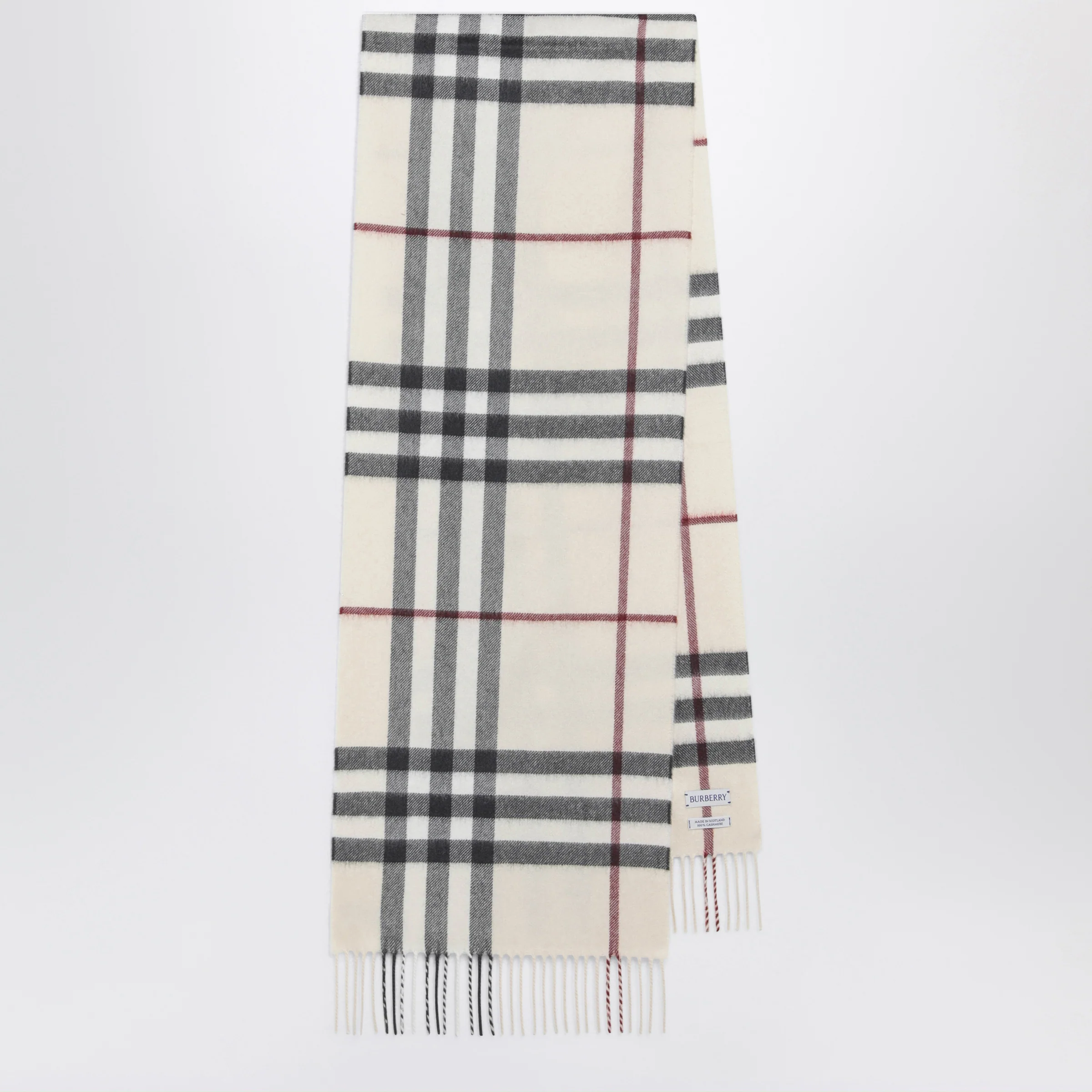 Burberry Check cashmere scarf in stone