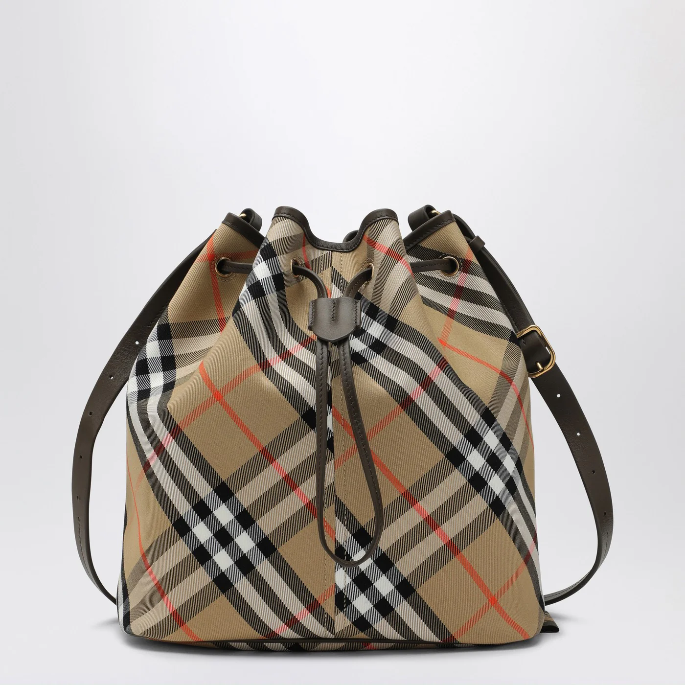 Burberry Medium beige bucket bag with Check pattern