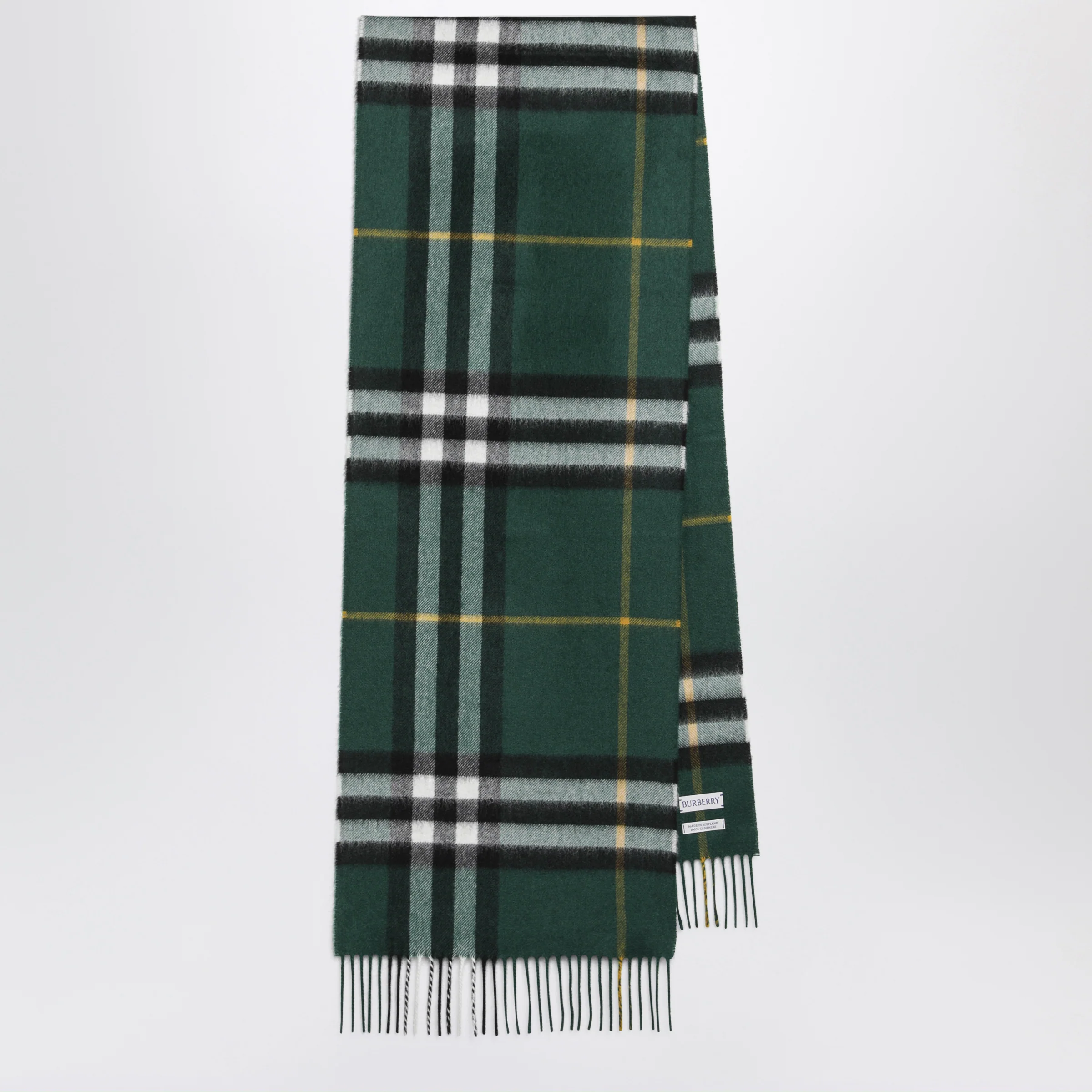 Burberry Cashmere Check scarf in dark fern green