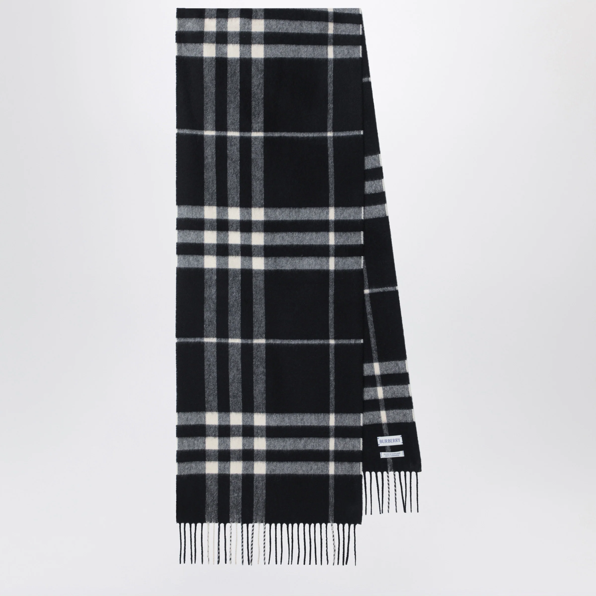 Burberry Black Check cashmere scarf