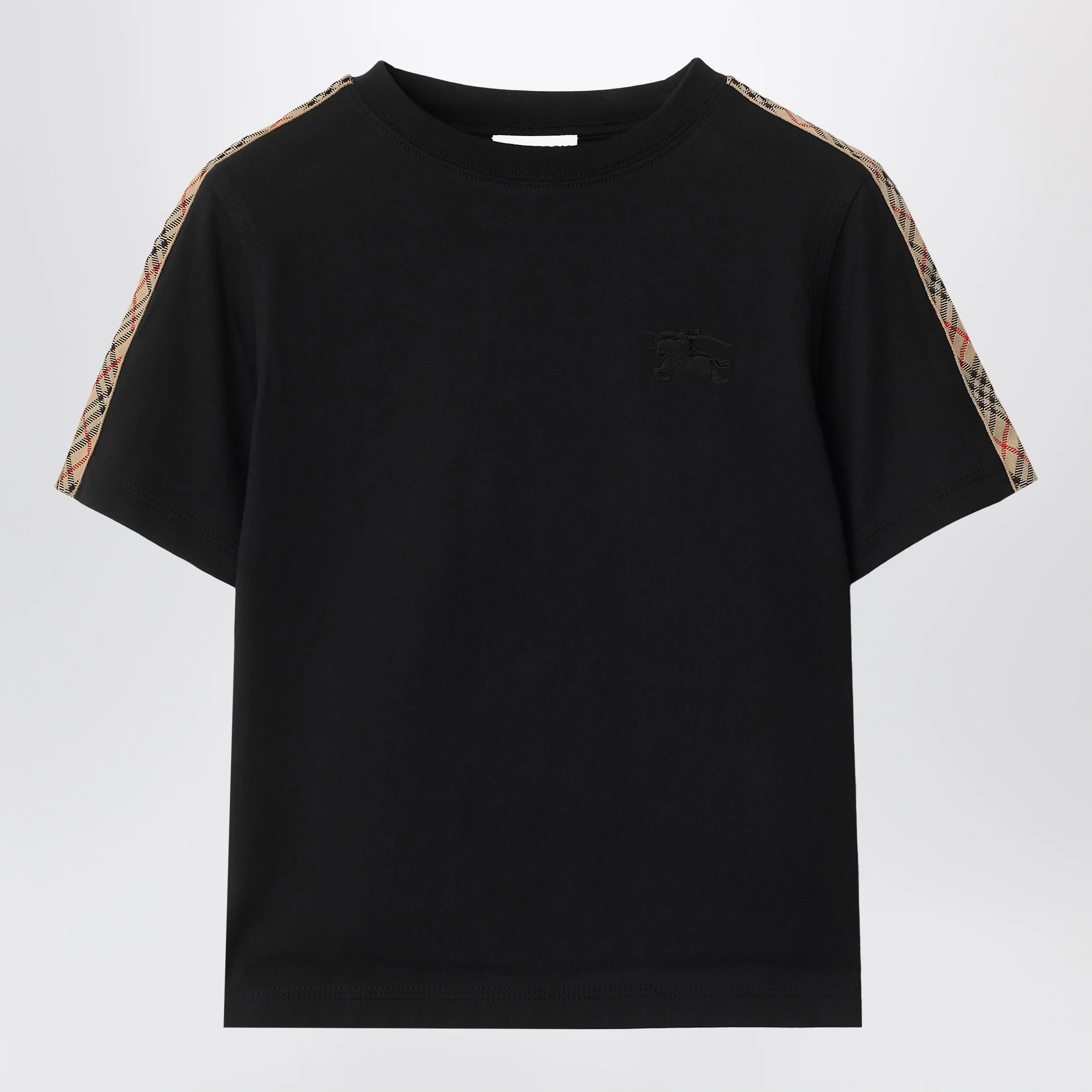 Burberry Black T-shirt with check pattern detail