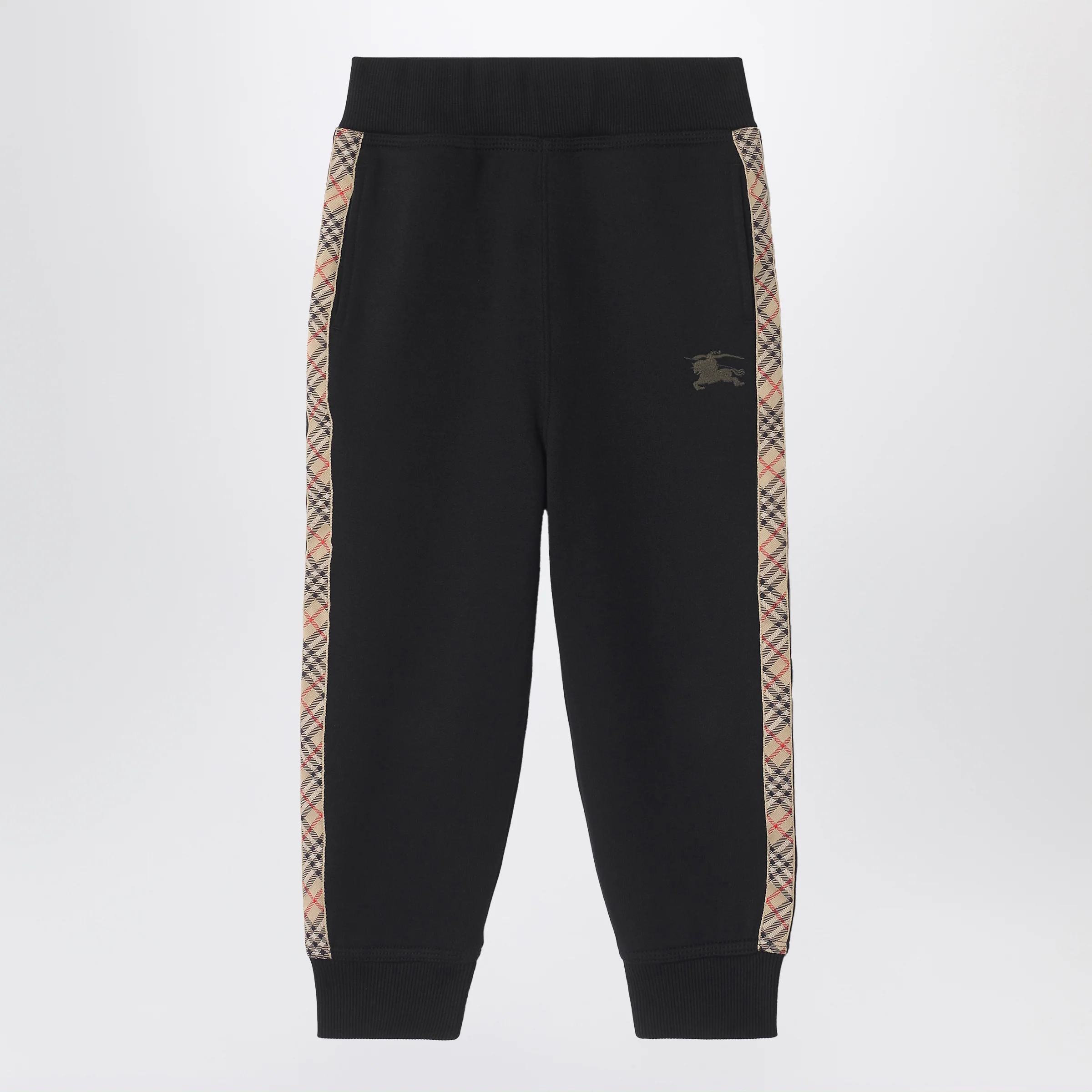 Burberry Black jogging trousers with Check motif detail