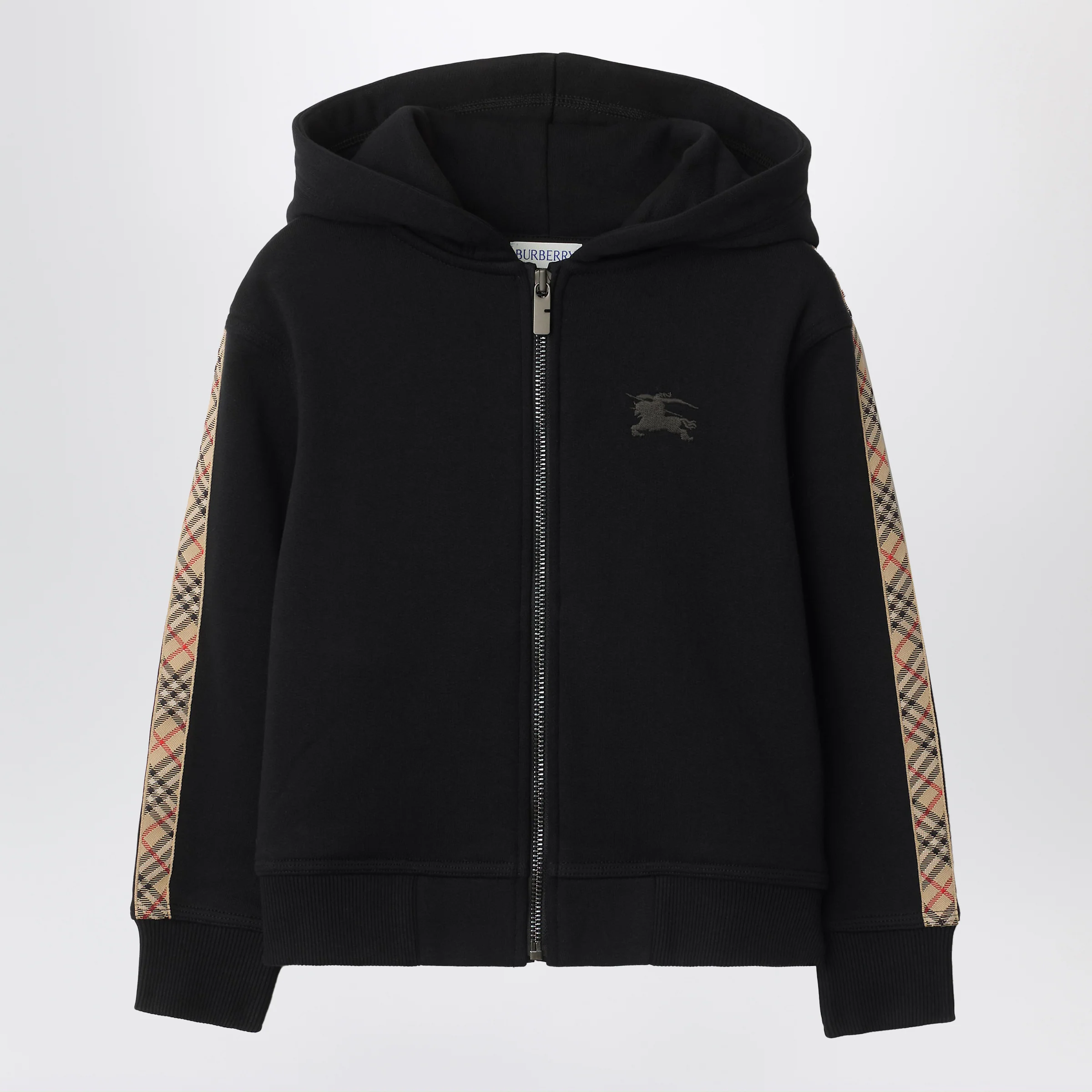 Burberry Black sweatshirt with Check motif detail