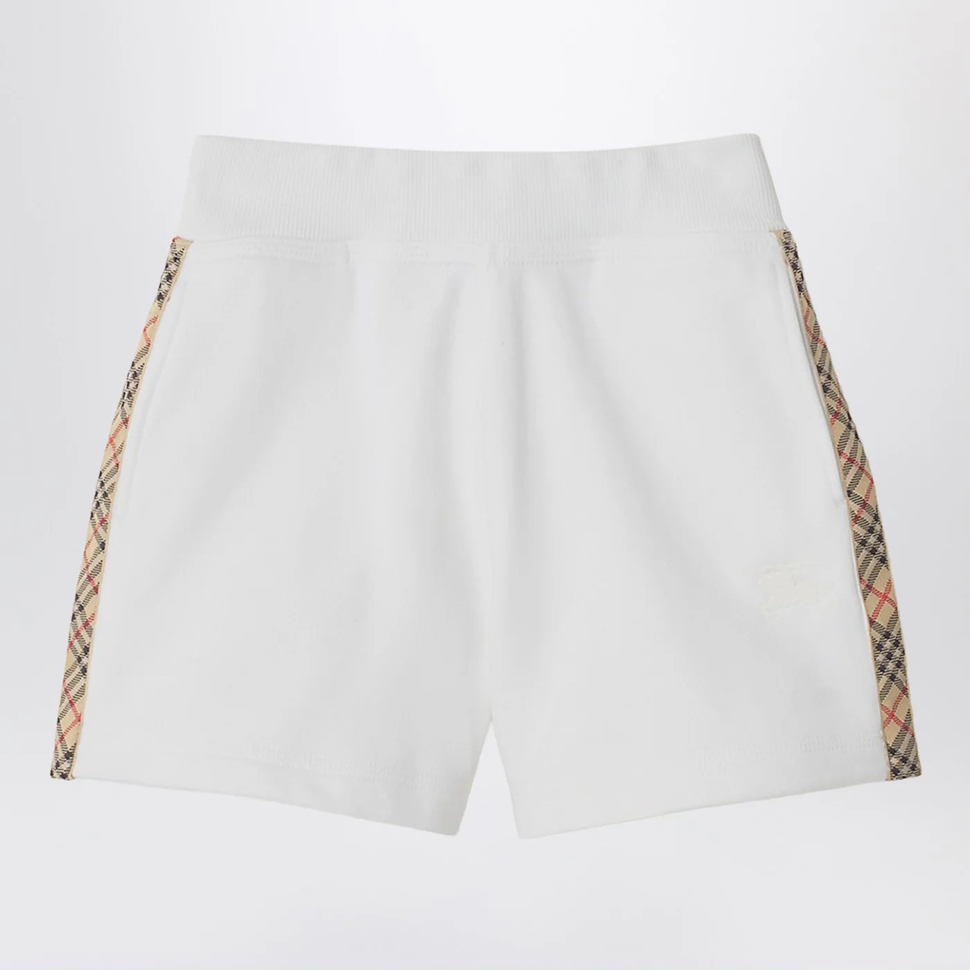 Burberry White shorts with Check trims