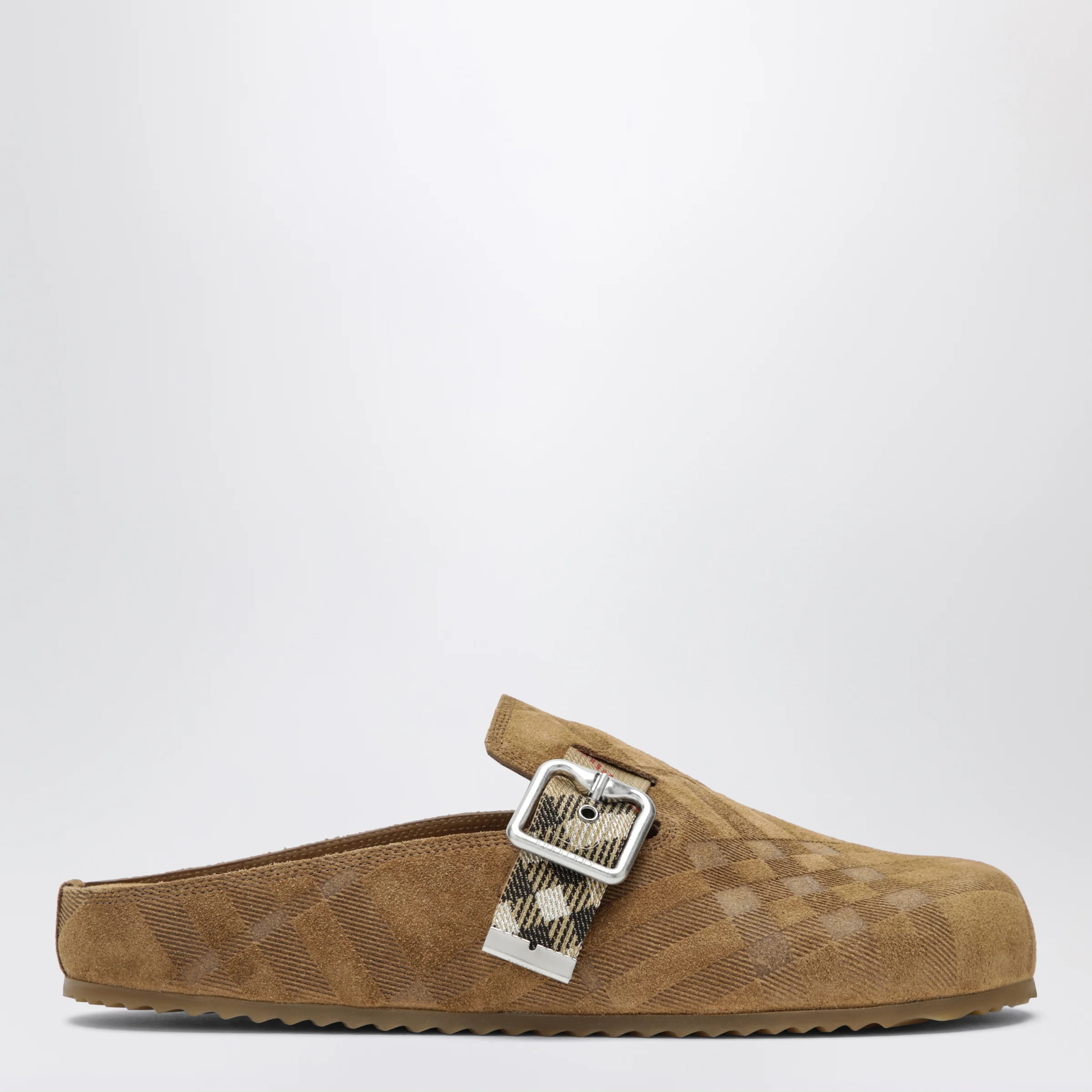 Burberry Urchin clogs in suede with Check pattern