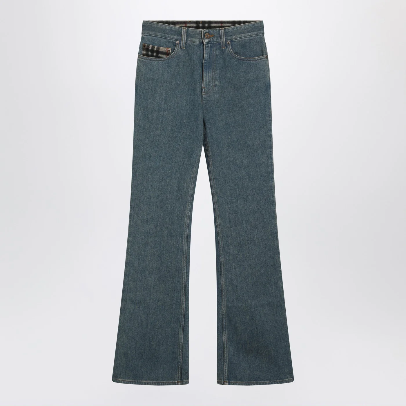 Burberry Mid-blue jeans with Check-pattern pocket
