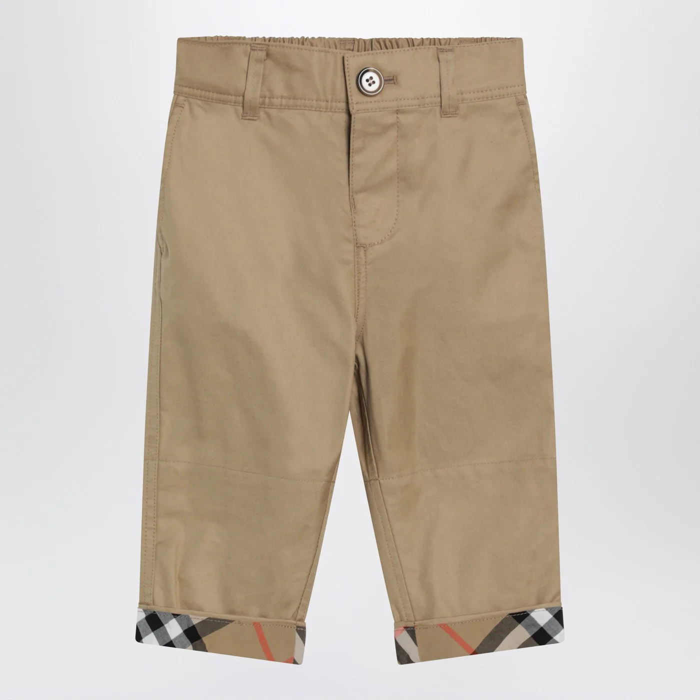 Burberry Beige trousers with Check turn-ups