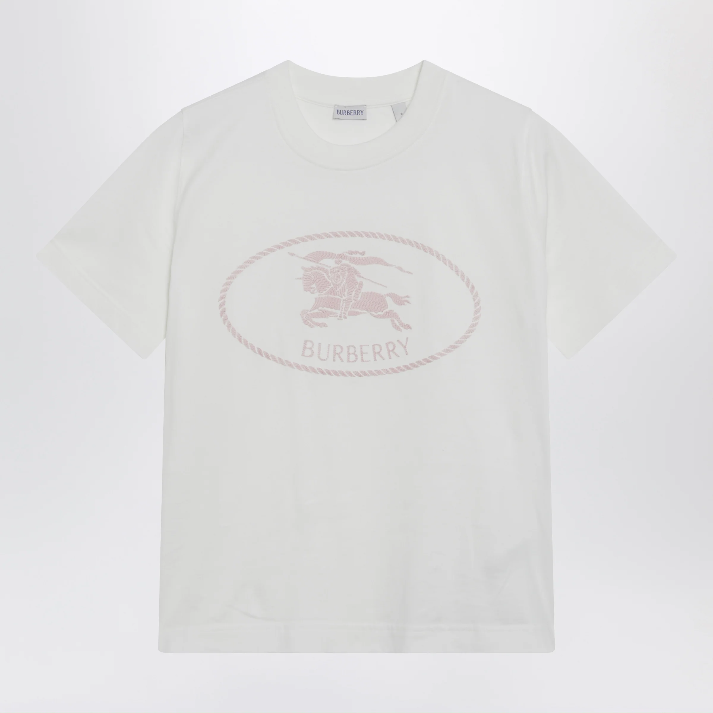 Burberry White T-shirt with Knight Stamp