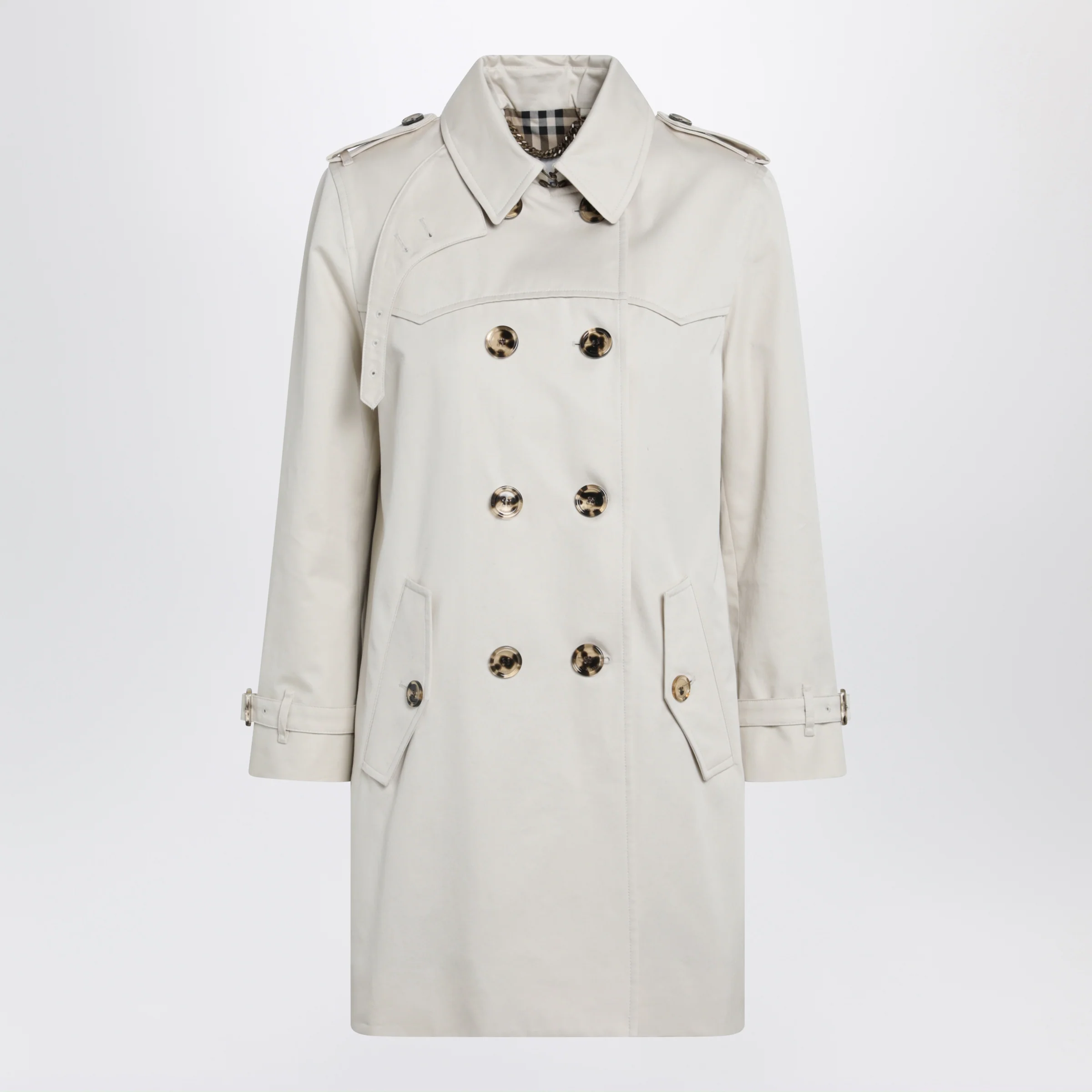 Burberry Short Summerside trench coat in cotton gabardine beige