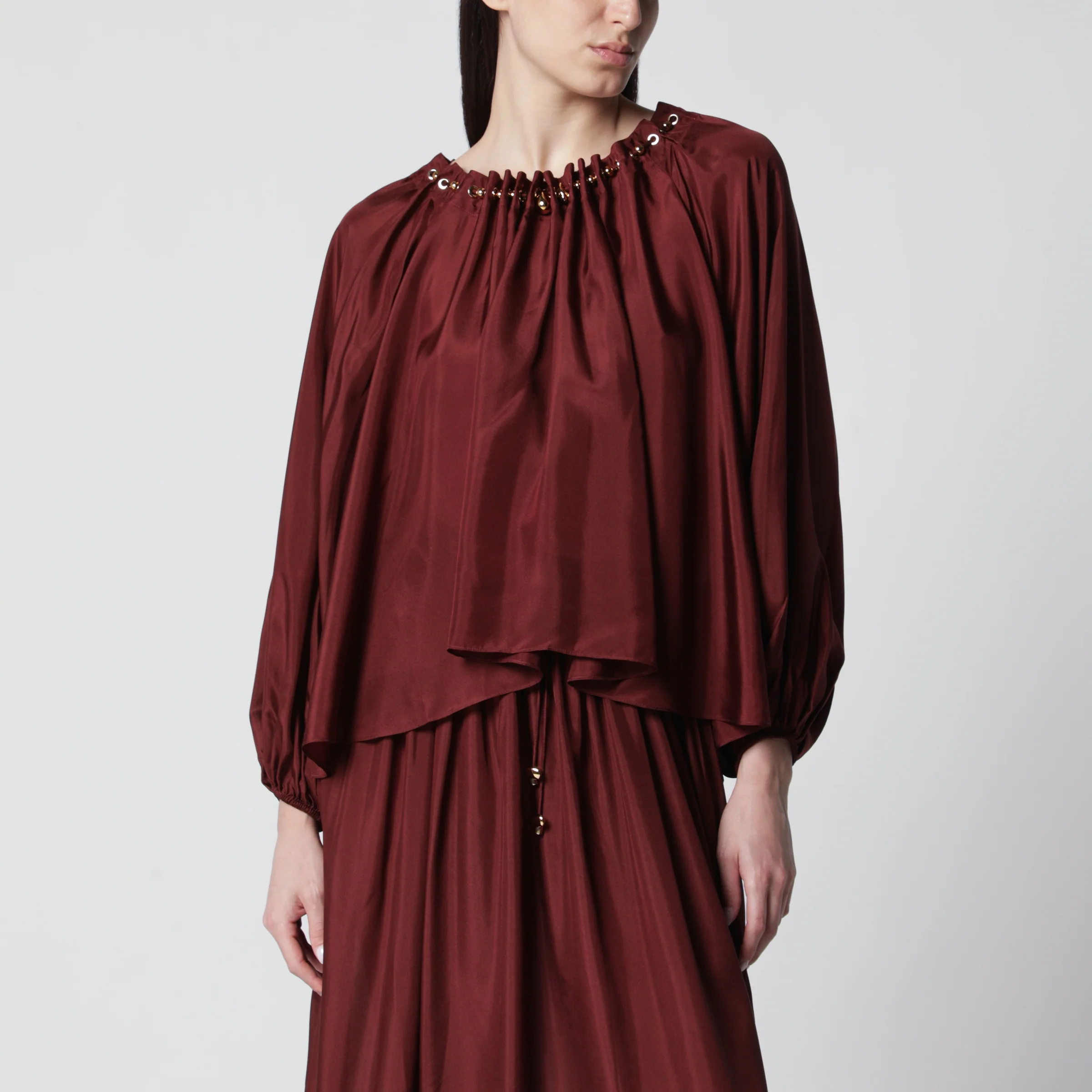 ZIMMERMANN Aster ruched blouse in Merlot