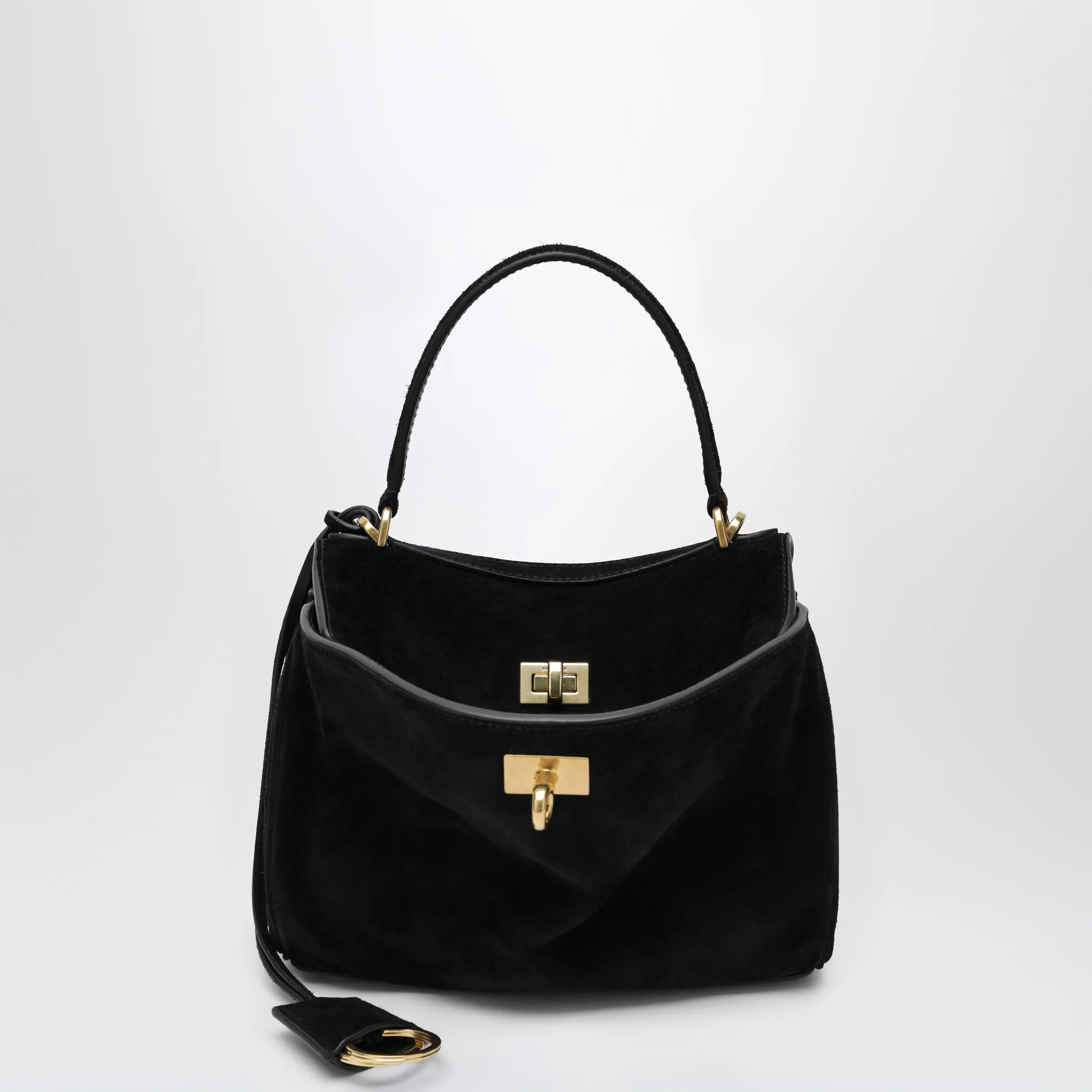 Balenciaga Rodeo Mini handbag in calf suede, black