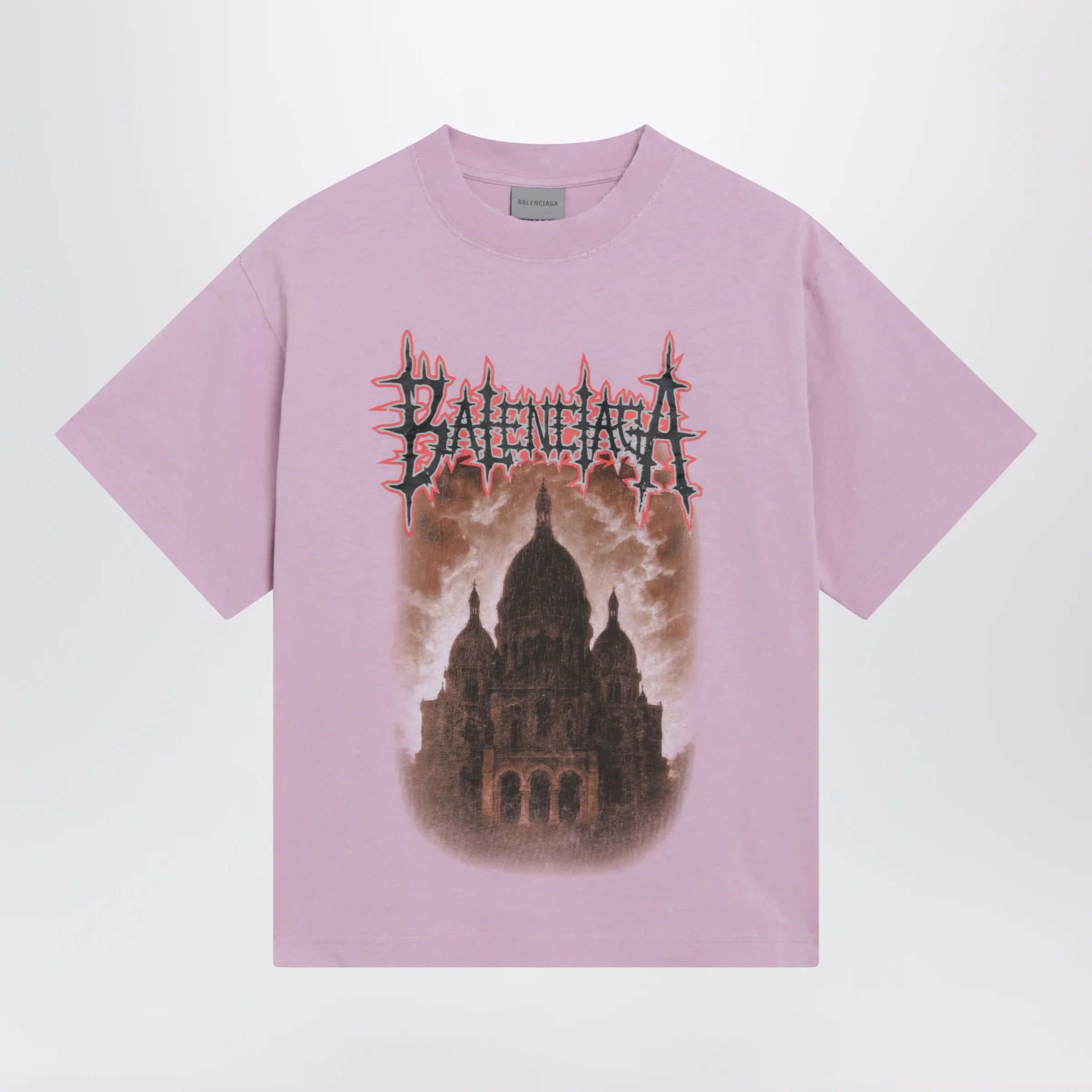 Balenciaga Women's Sacré Cœur T-shirt in jersey, old pink