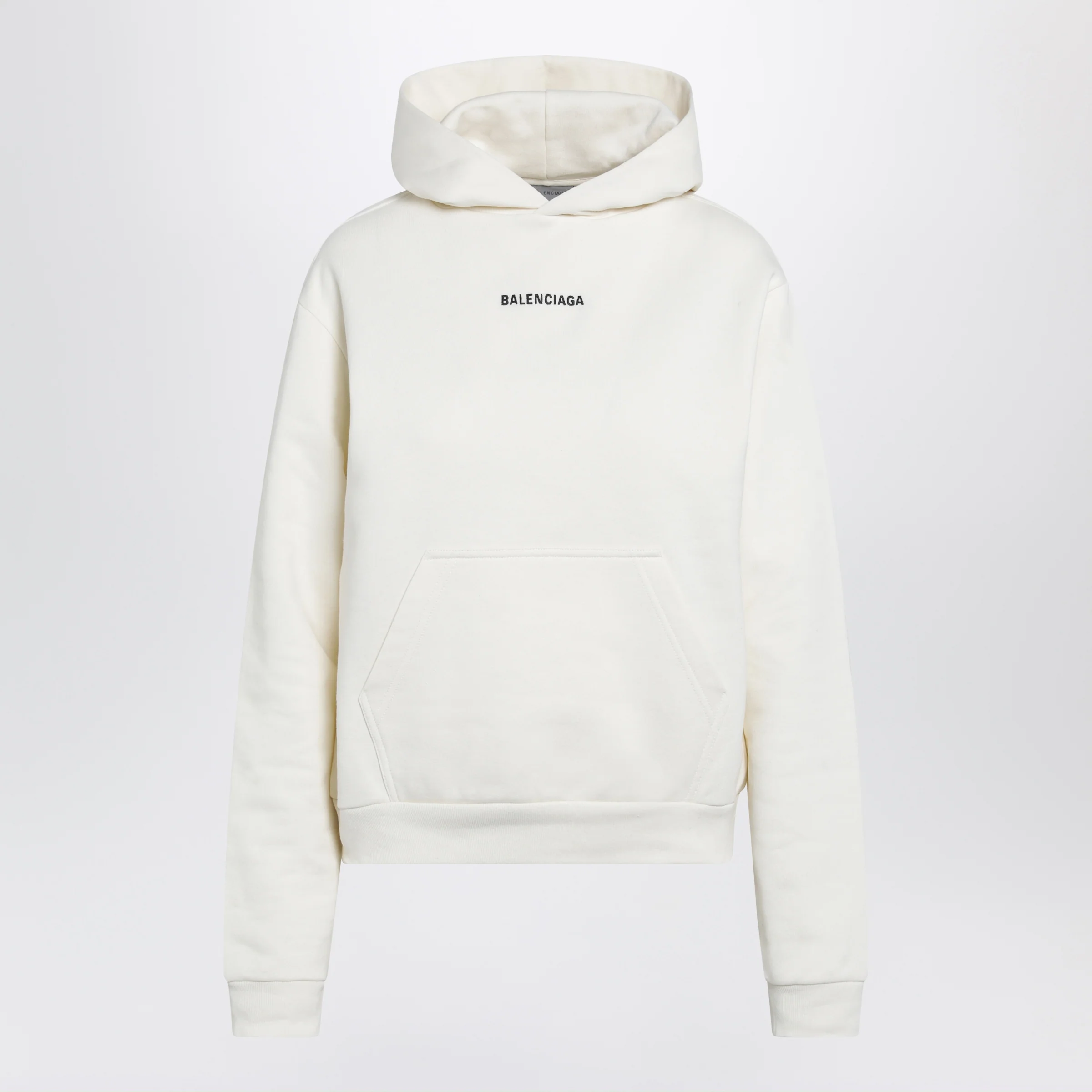 Balenciaga Medium-fit embroidered hoodie in dry fleece, cream