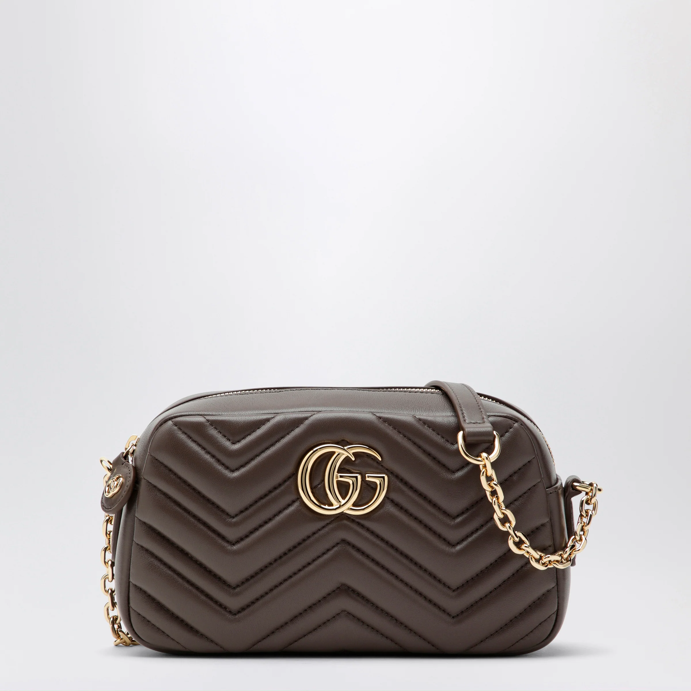GUCCI Small GG Marmont camera bag in taupe nappa leather