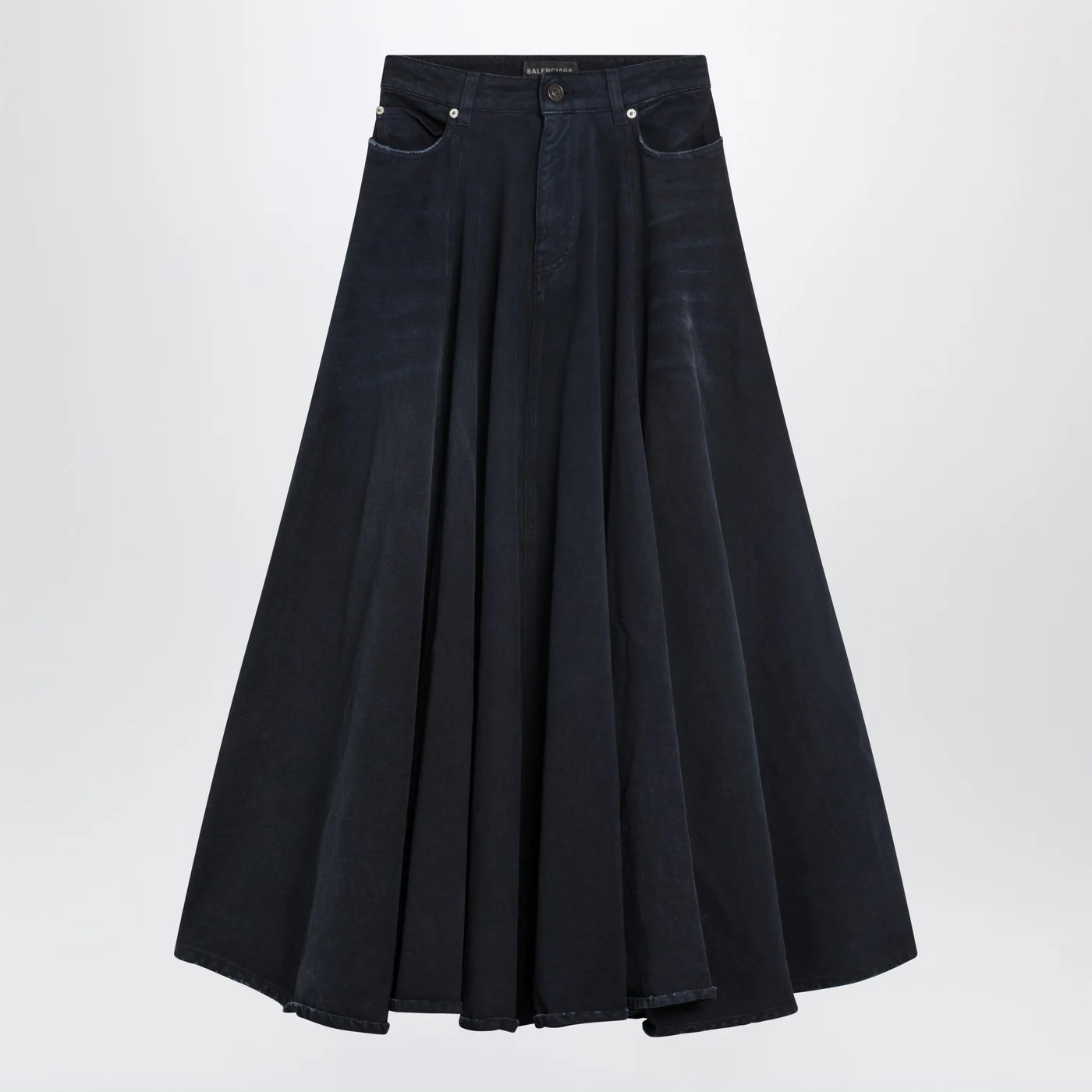 Balenciaga Navy blue maxi godet denim skirt