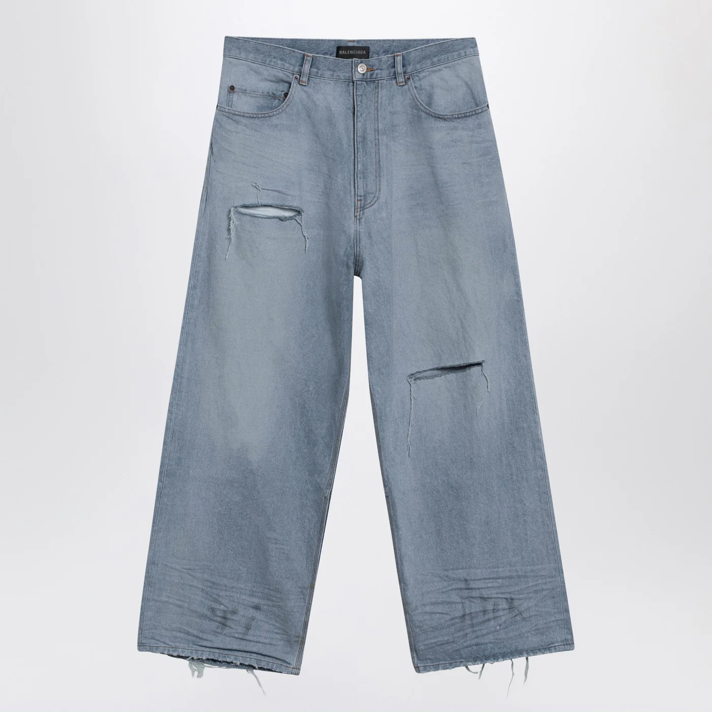 Balenciaga Light blue baggy jeans with rips