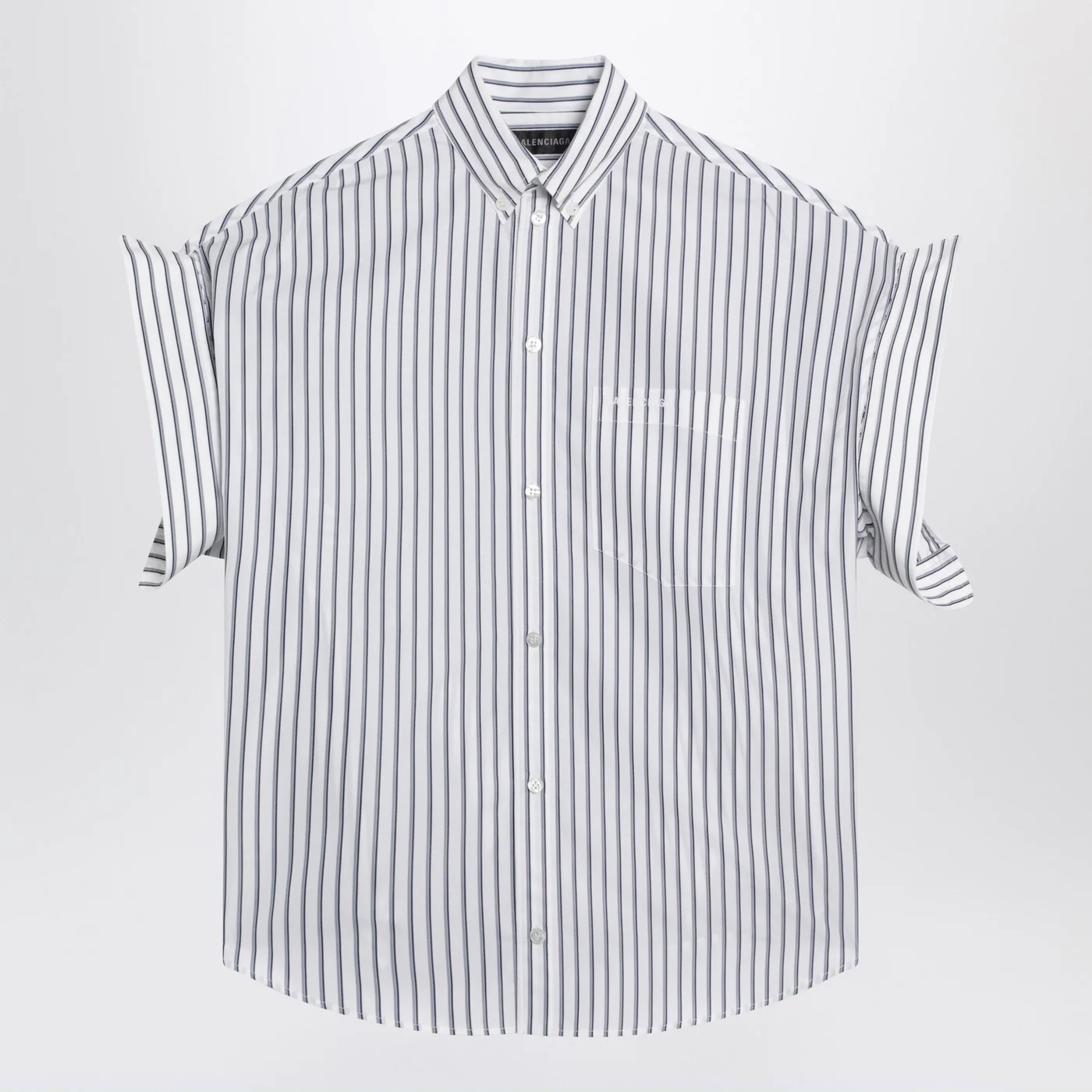 Balenciaga White striped shirt with turn-up sleeves