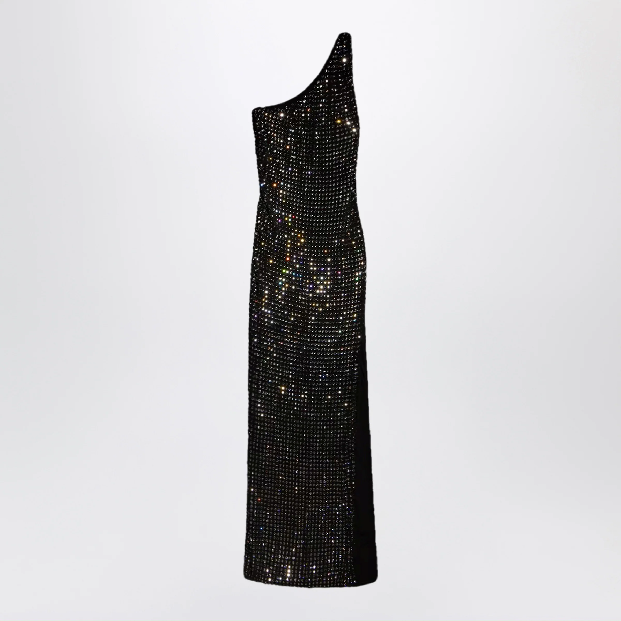 GUCCI Long jersey dress with crystal embroidery in black