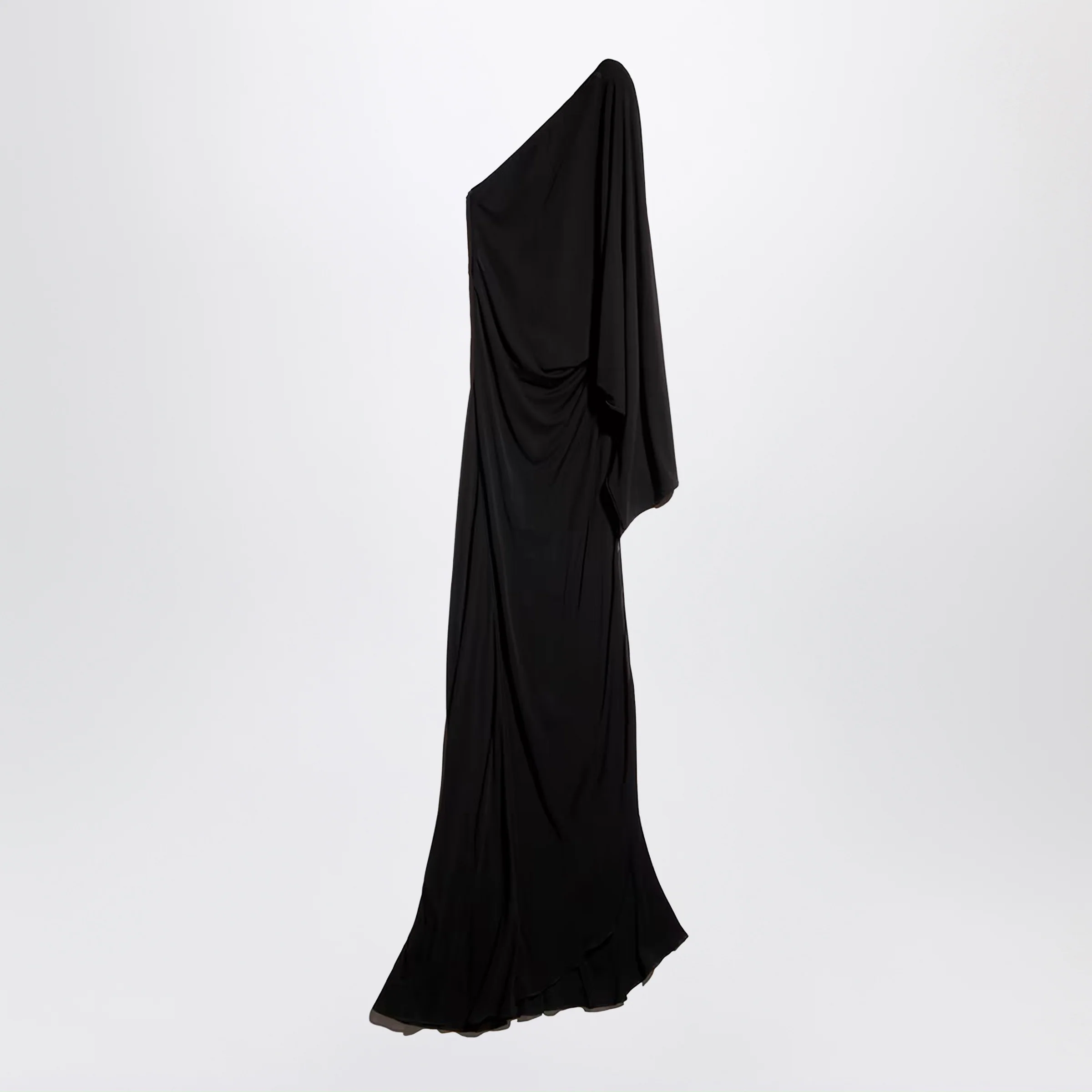 GUCCI Long one-shoulder dress in black viscose jersey