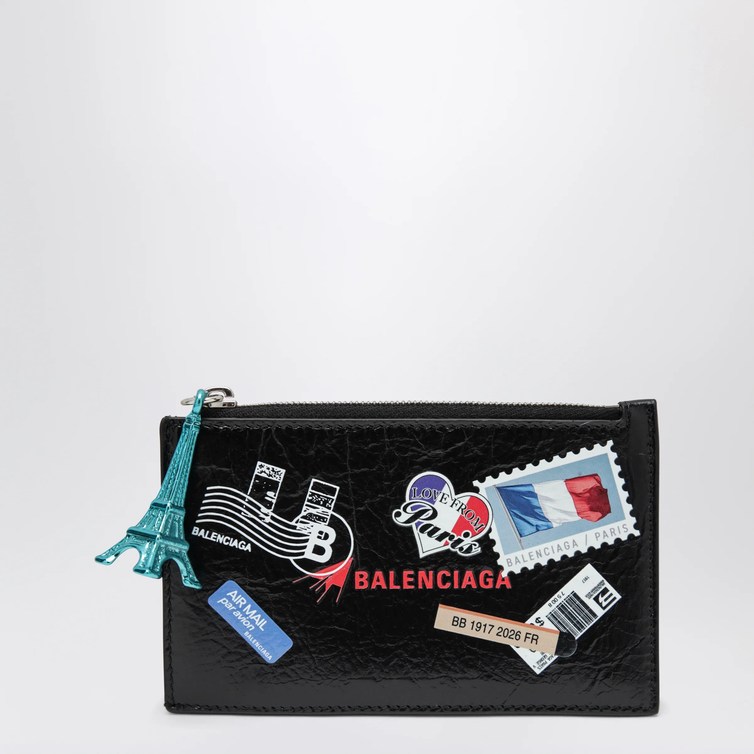 Balenciaga Cash black leather coin purse with card holder