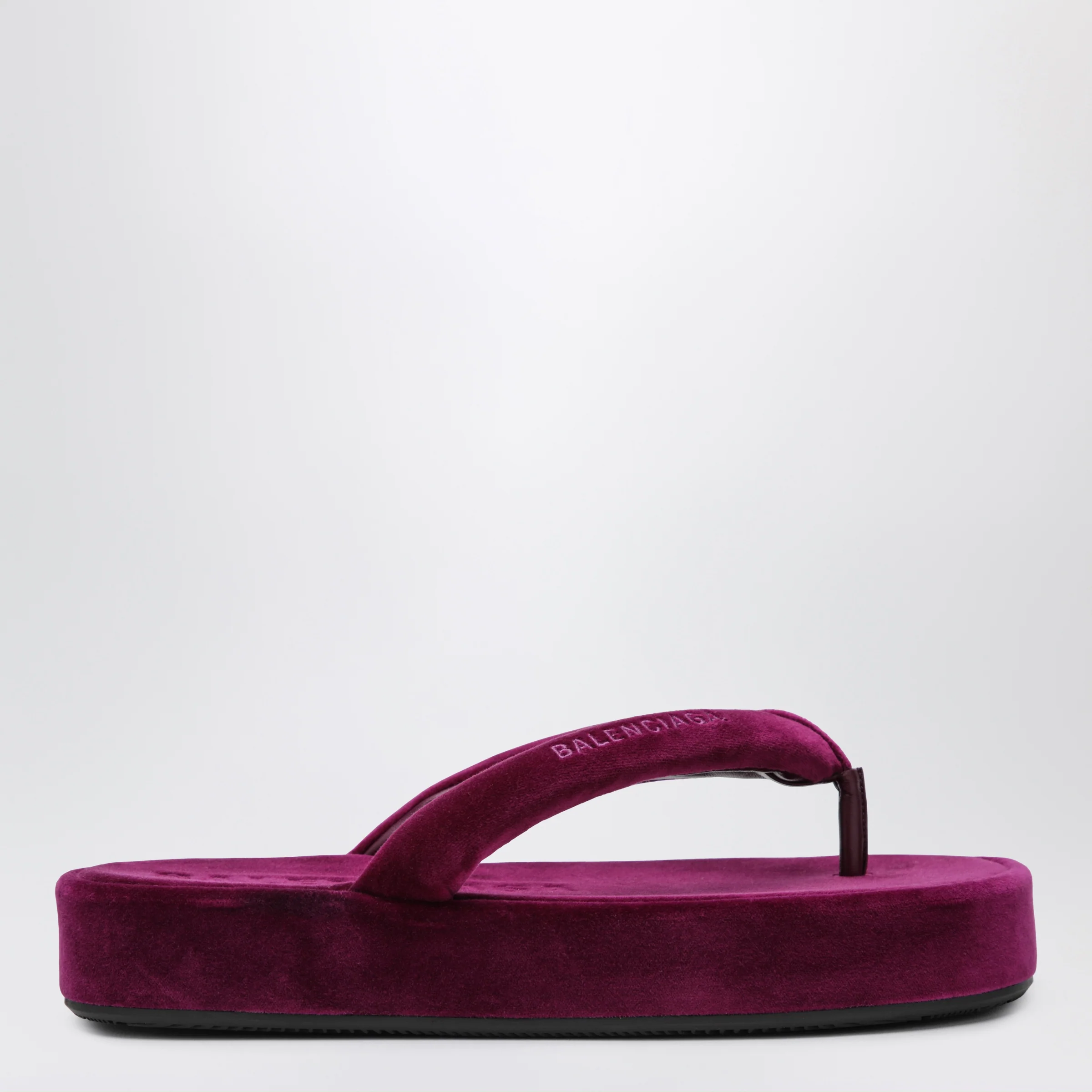 Balenciaga Jet Lag stretch velvet flip-flops in purple