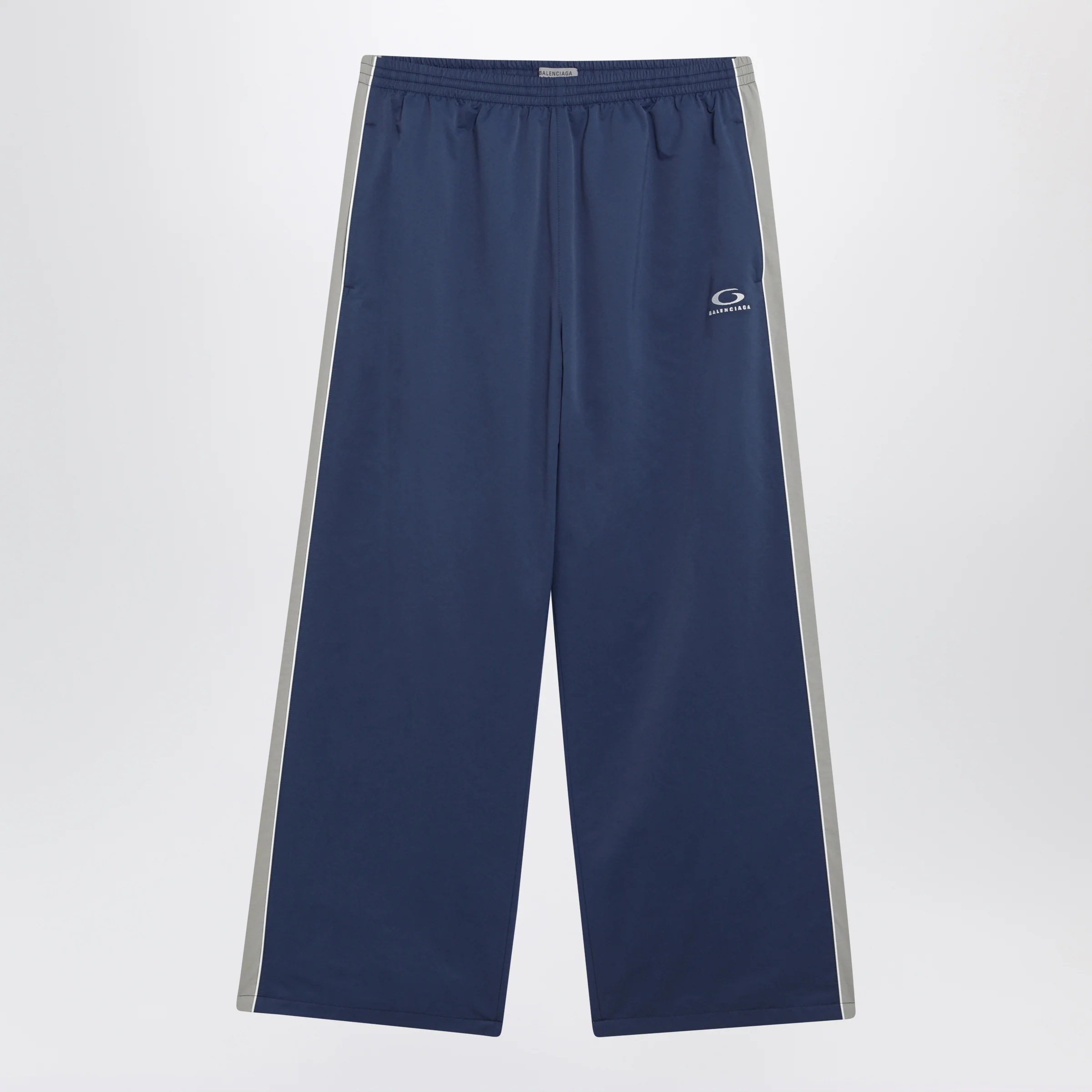 Balenciaga Washed technical satin track pants in marine blue
