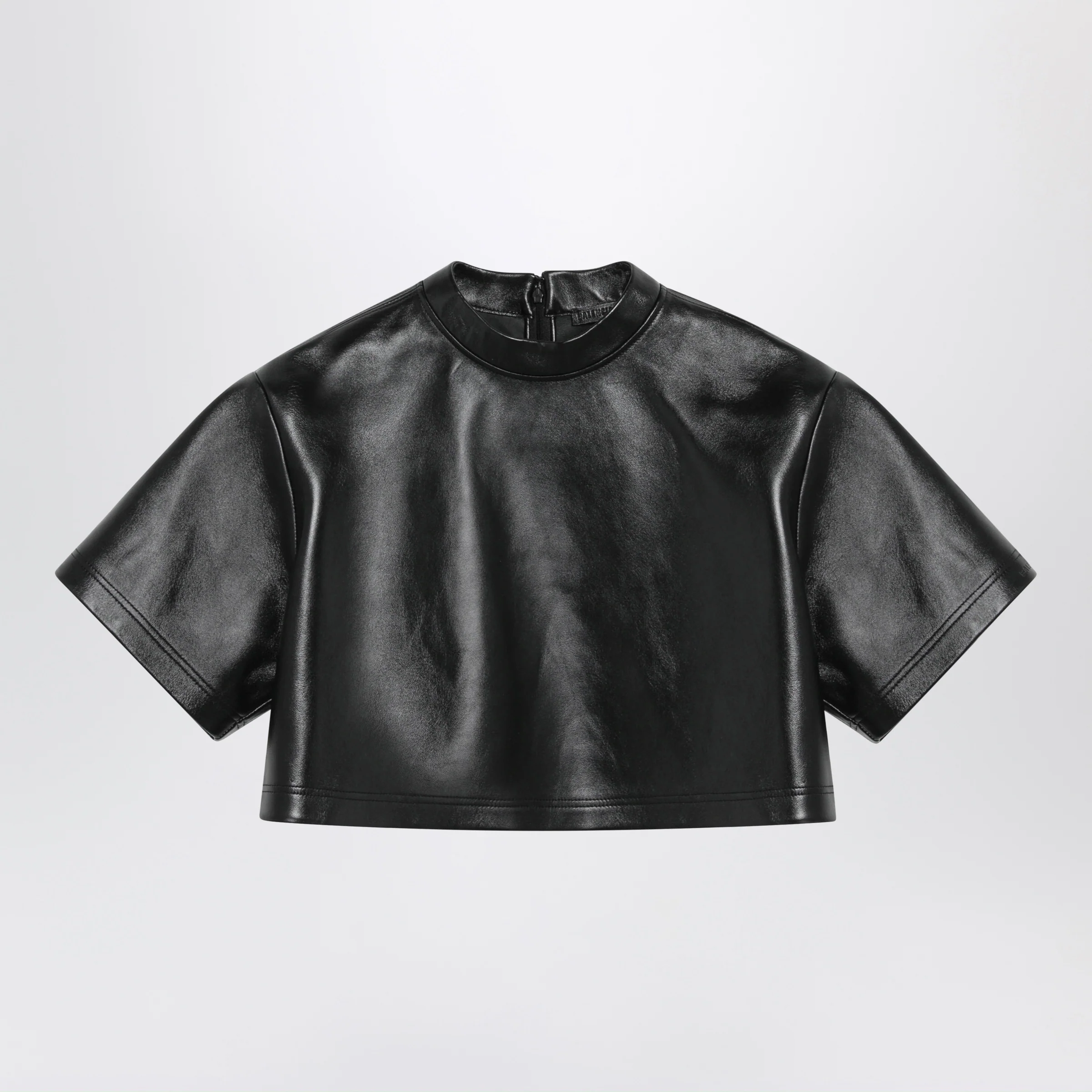 Balenciaga Black Cropped Leather Top