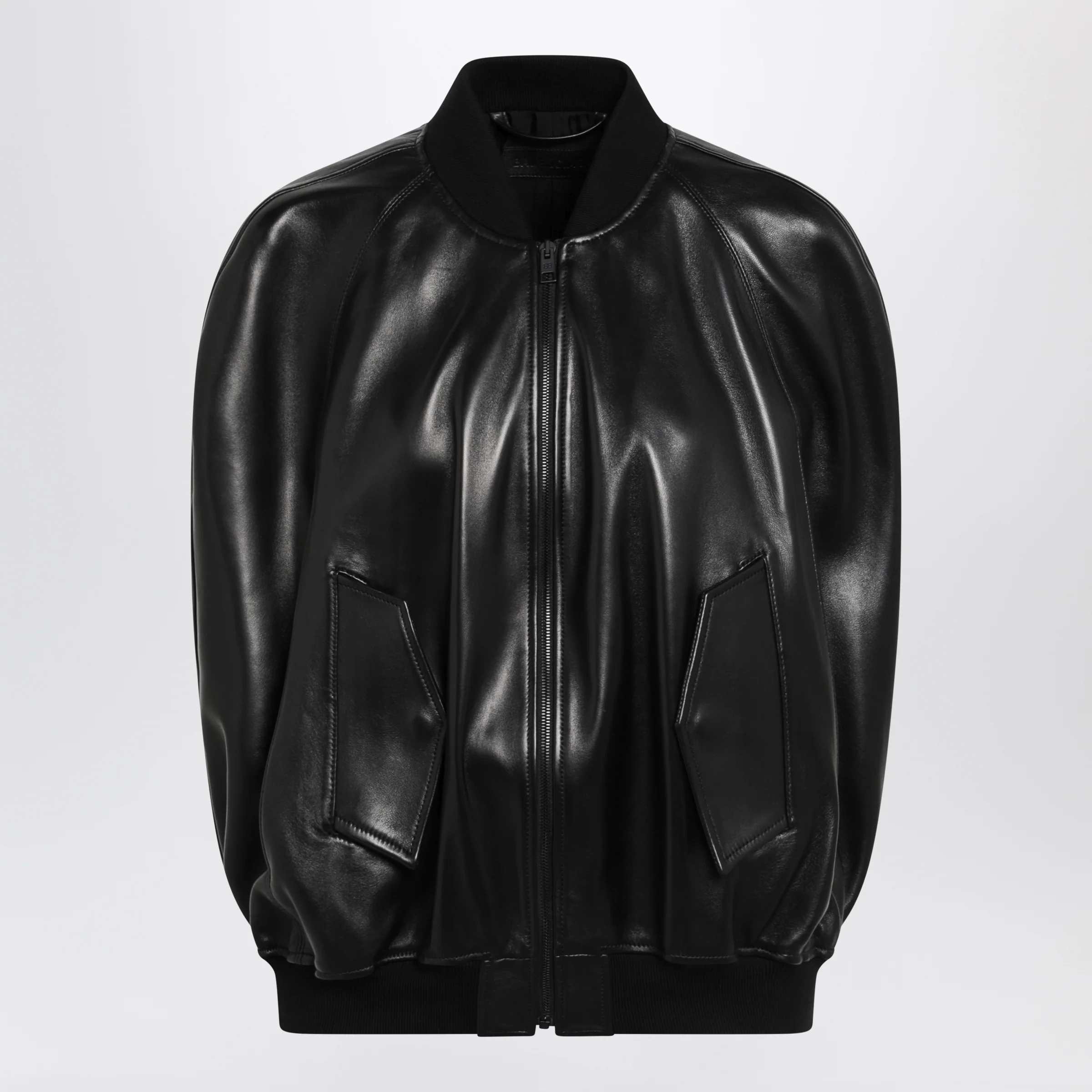 Balenciaga Black leather bomber jacket