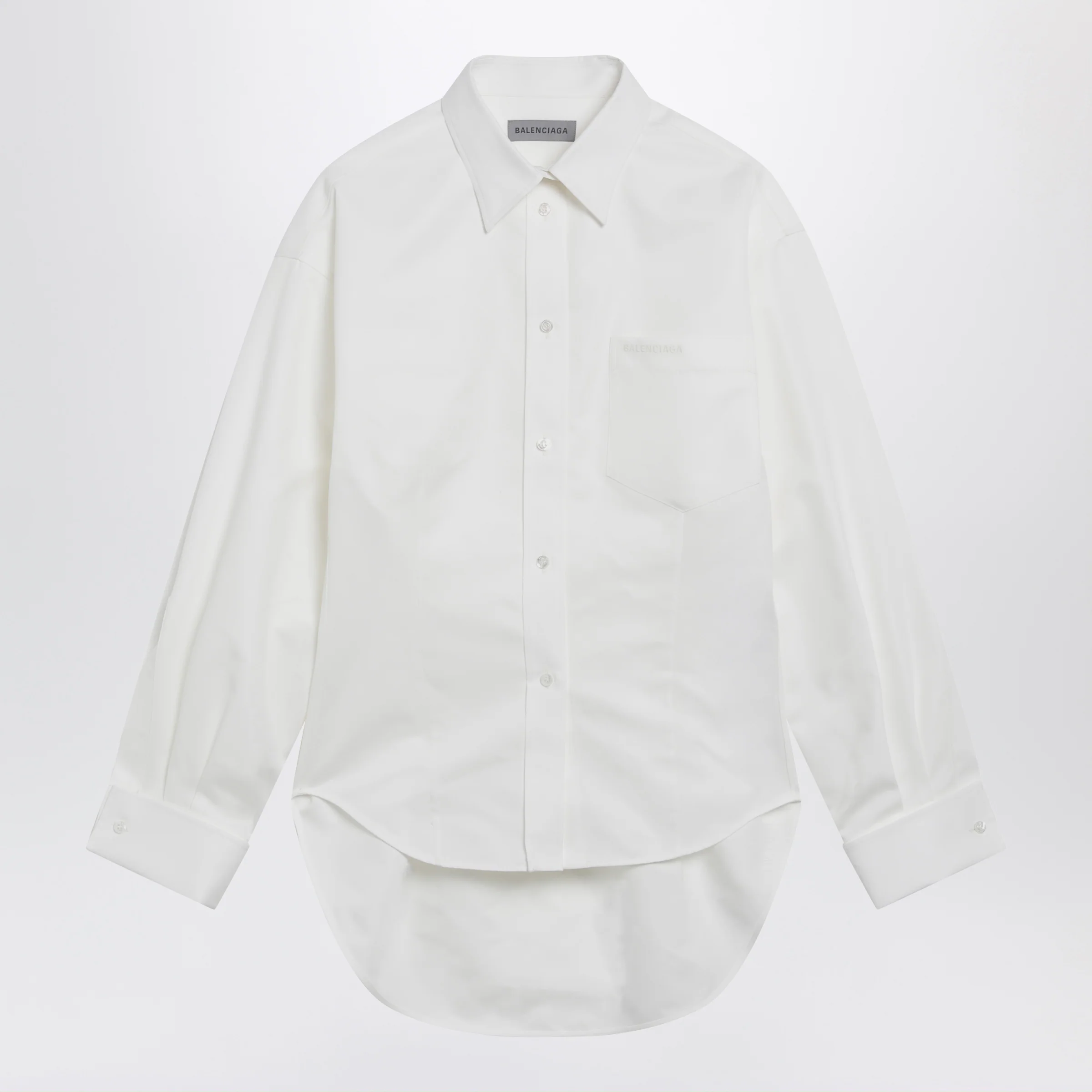 Balenciaga Cocoon shirt in cotton and silk poplin, white
