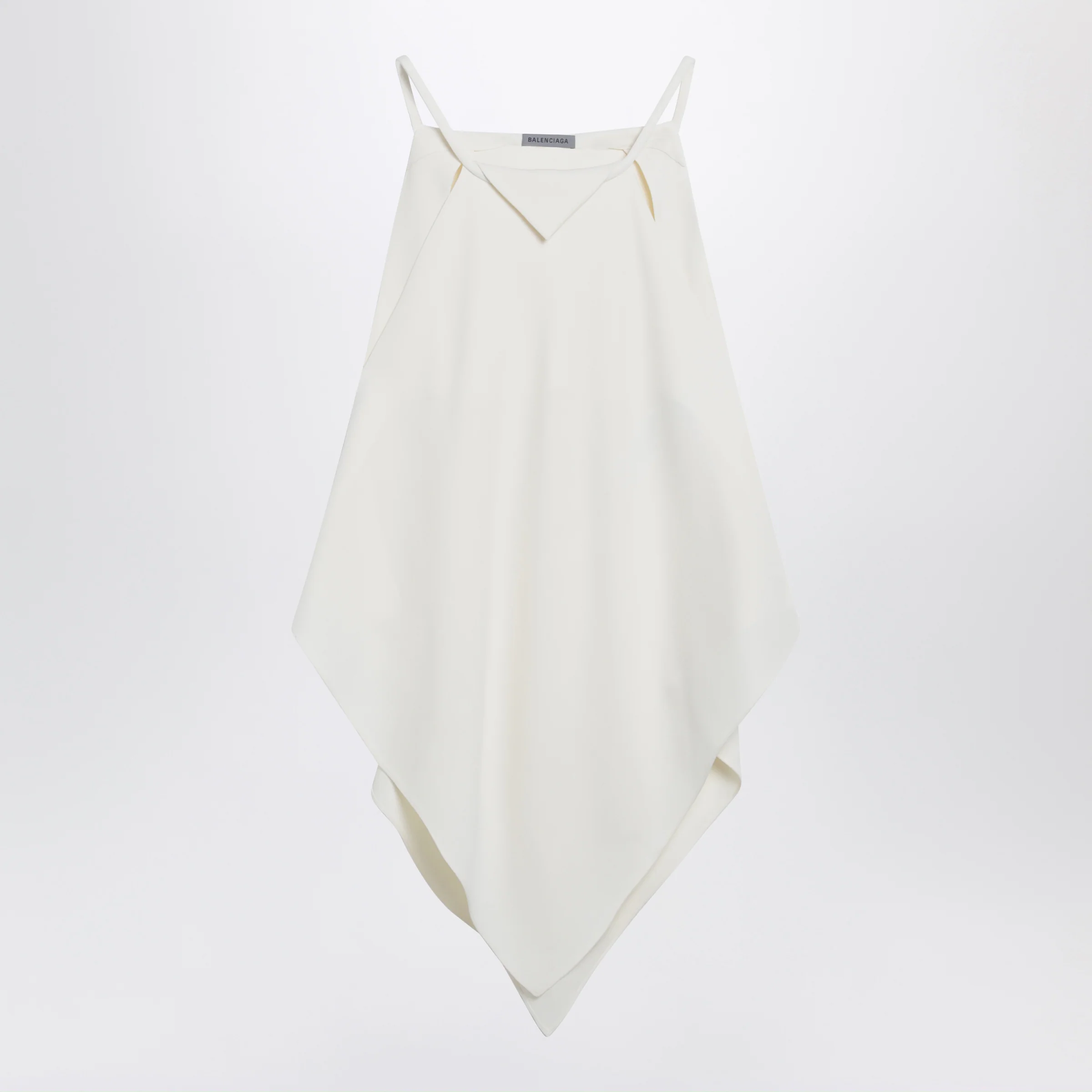 Balenciaga Scarf-inspired wool and silk crepe top in ivory
