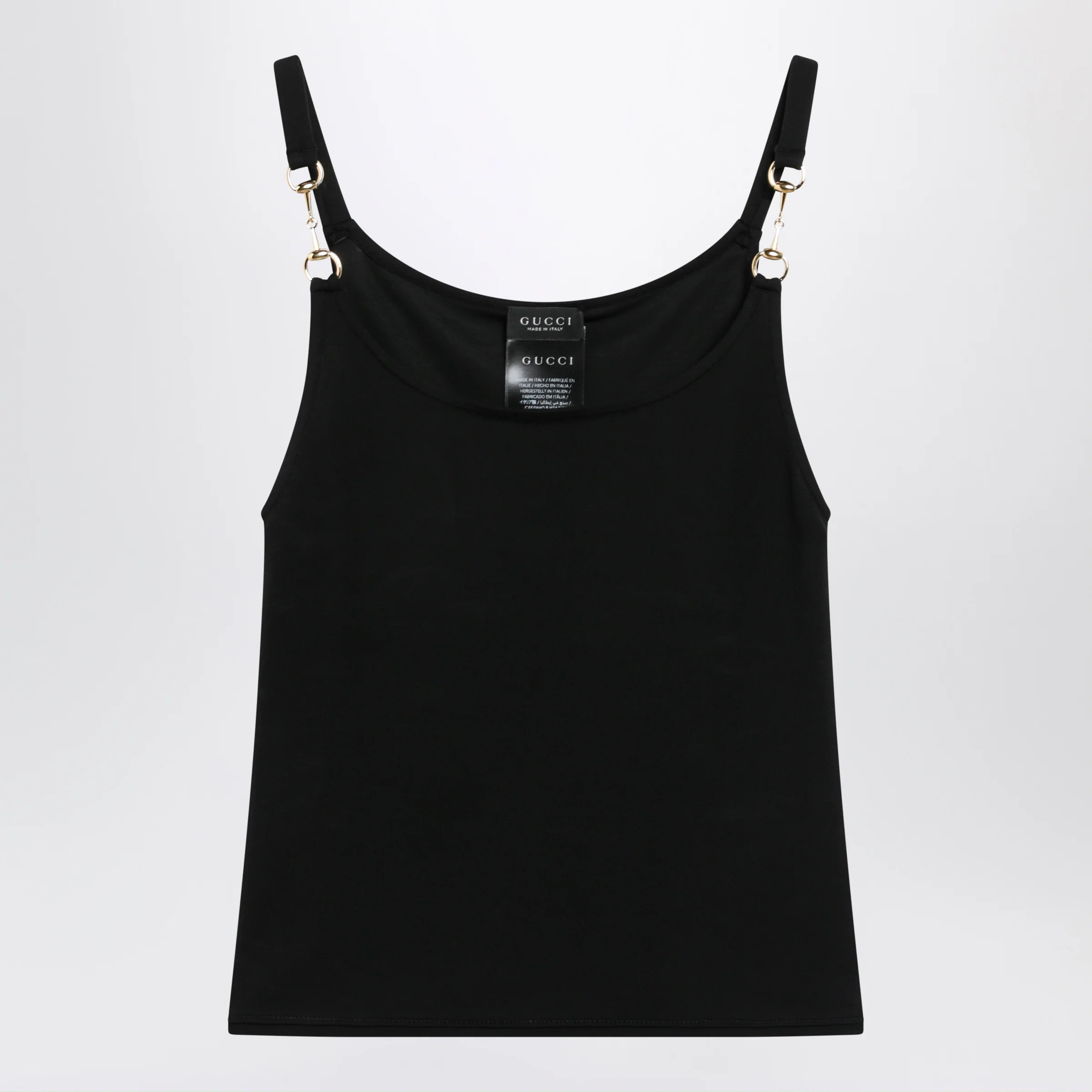 GUCCI Viscose crêpe jersey top with Horsebit detail in black