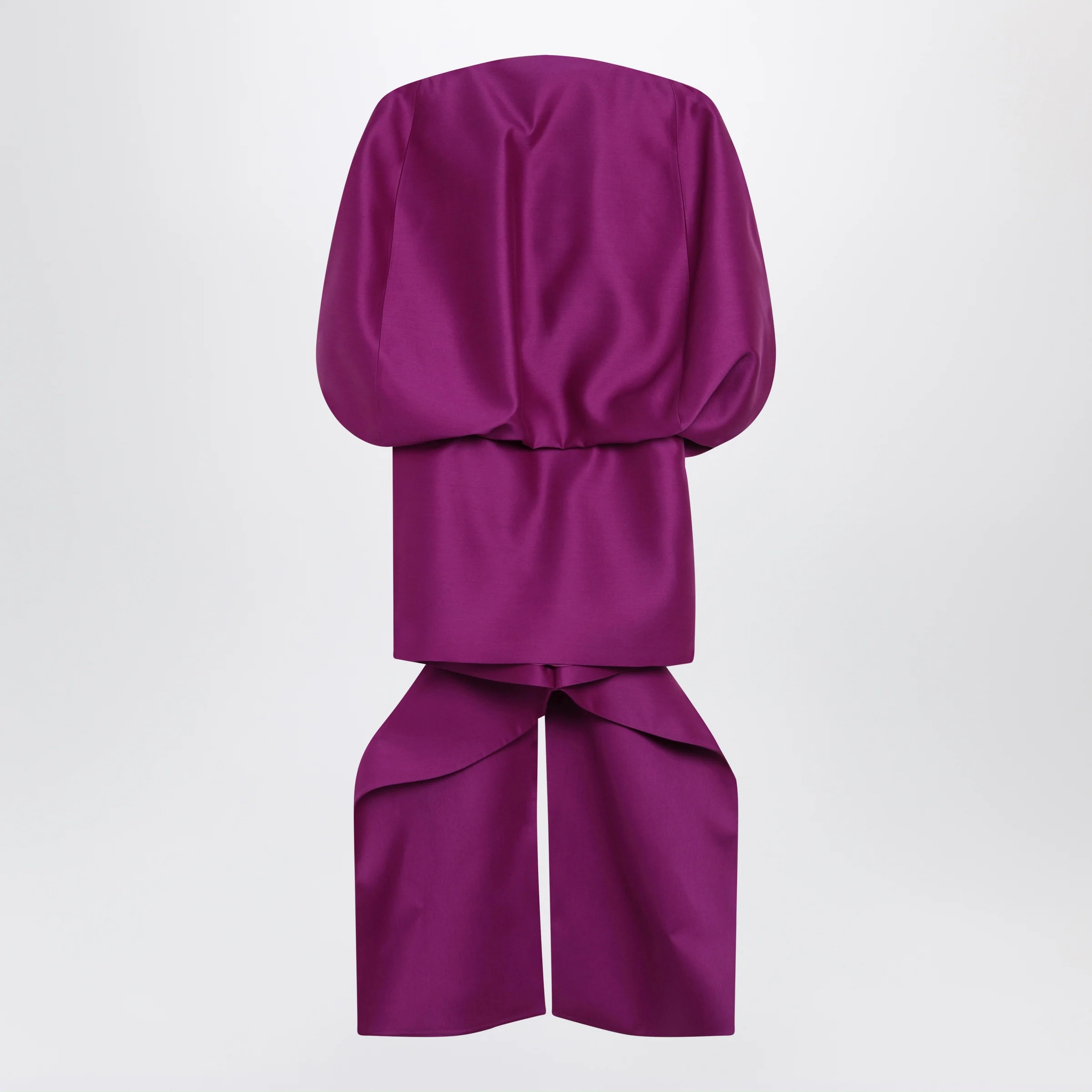 Balenciaga Off-shoulder mini dress in wool-silk blend, violet