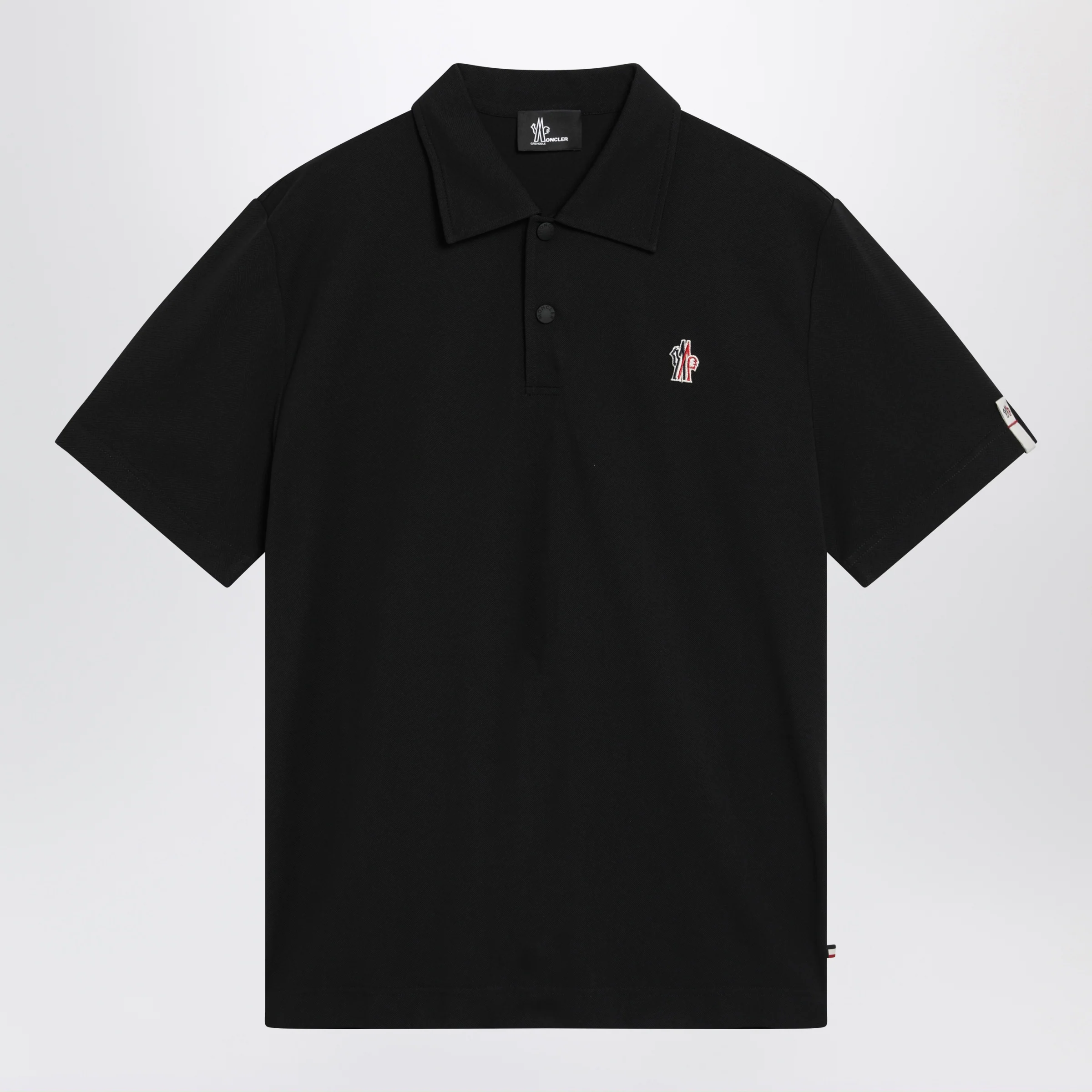 Moncler Grenoble Black polo shirt with logo patch