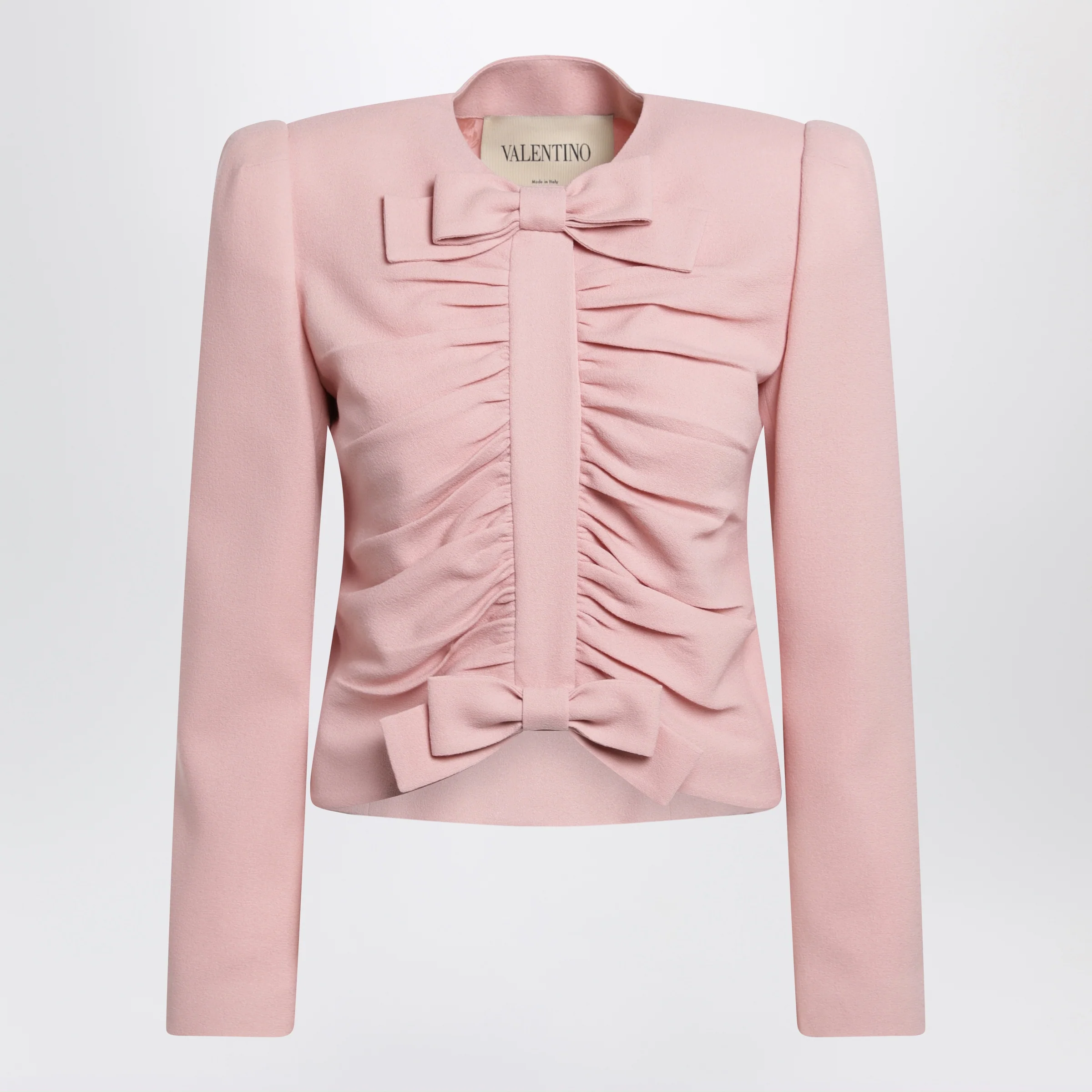 Valentino Cropped jacket in crispy light wool, Liberty Rose
