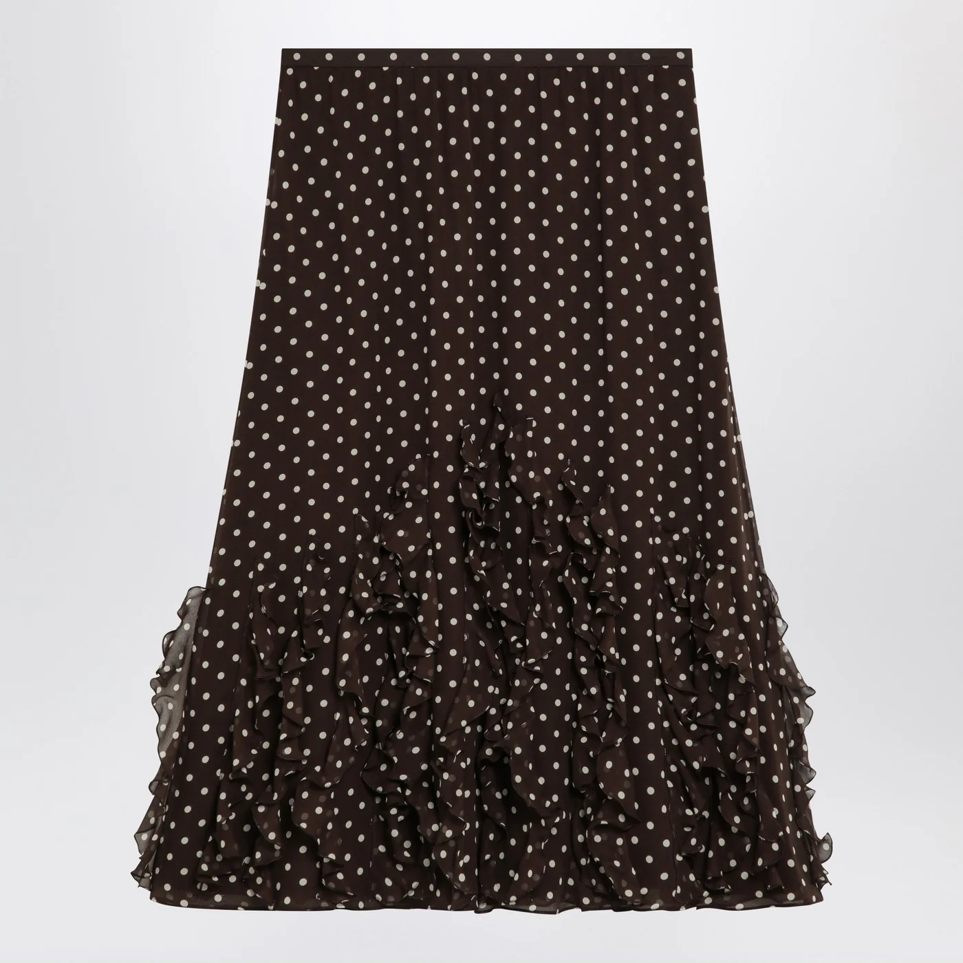 Valentino Brown silk skirt with Plusdepois motif