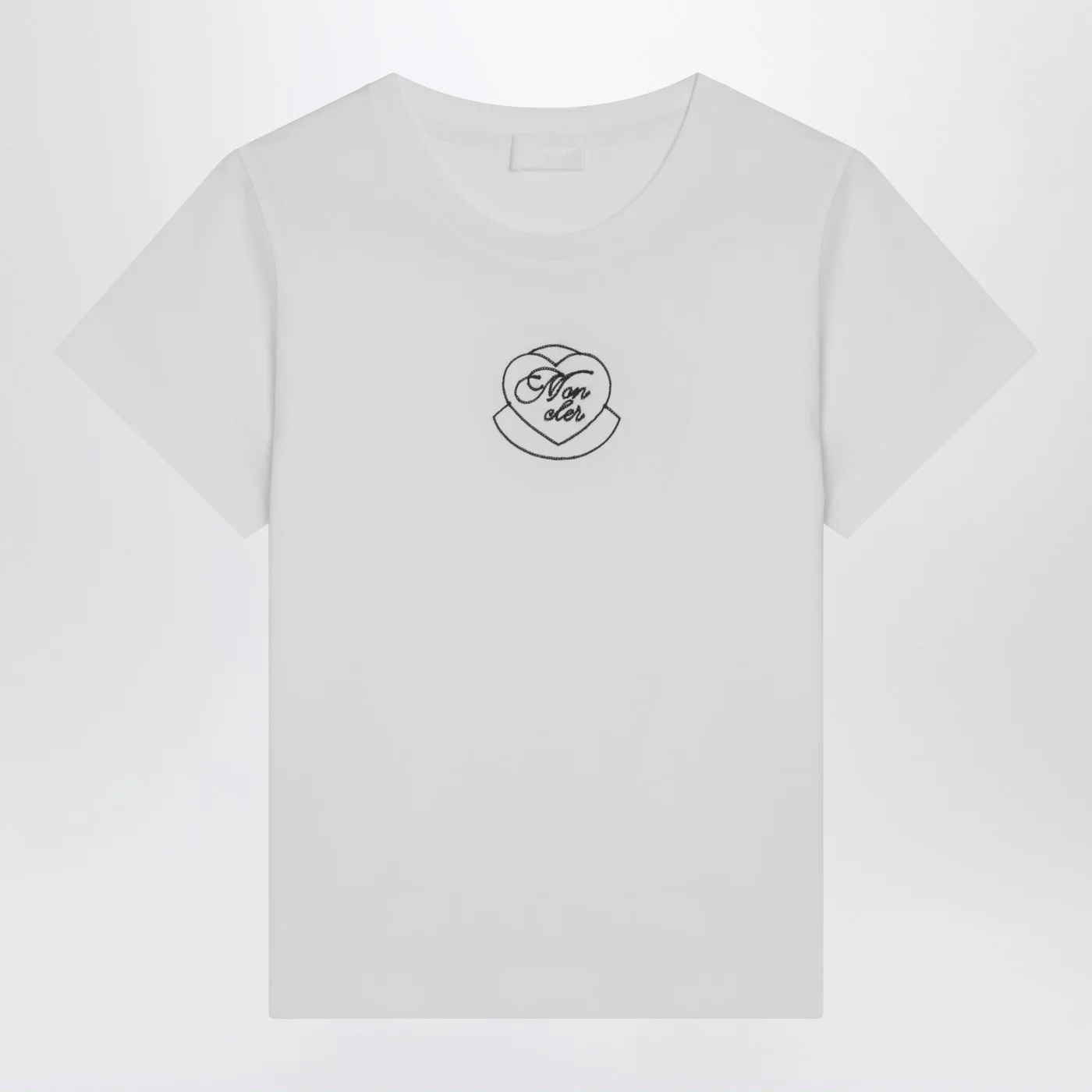 Moncler White cotton T-shirt with embroidered heart