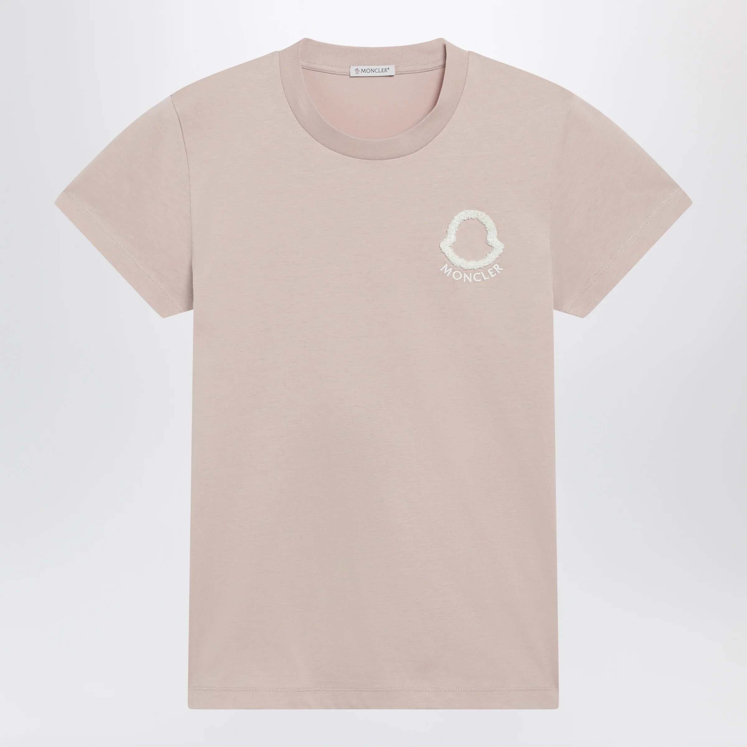 Moncler Pink T-shirt with logo embroidery