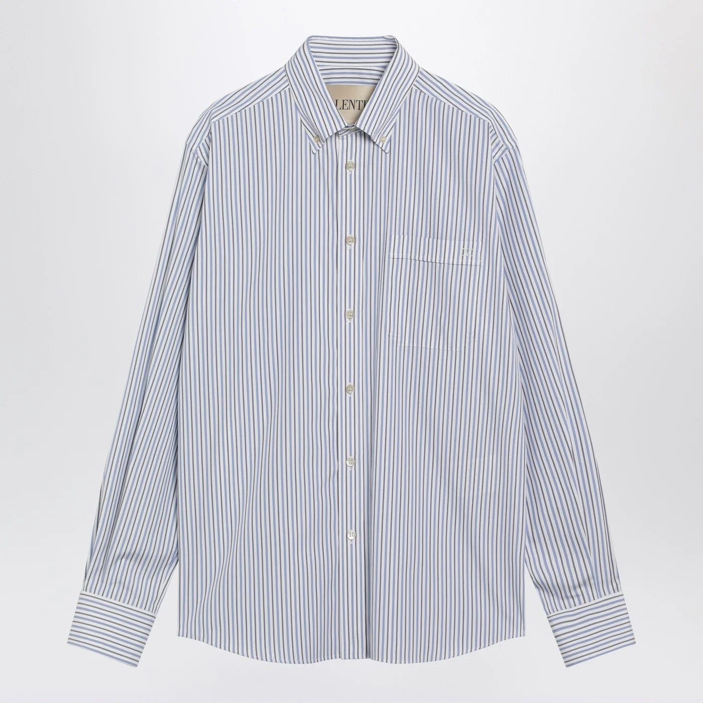Valentino Ivory shirt with light blue and blue stripes