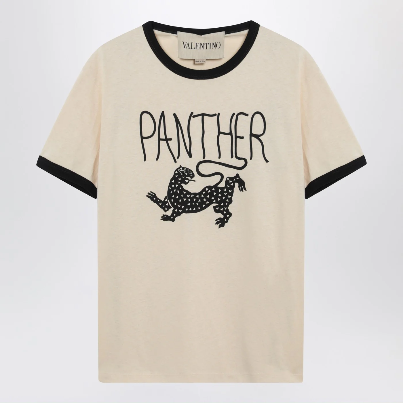 Valentino Butter-colored T-shirt with Panther print