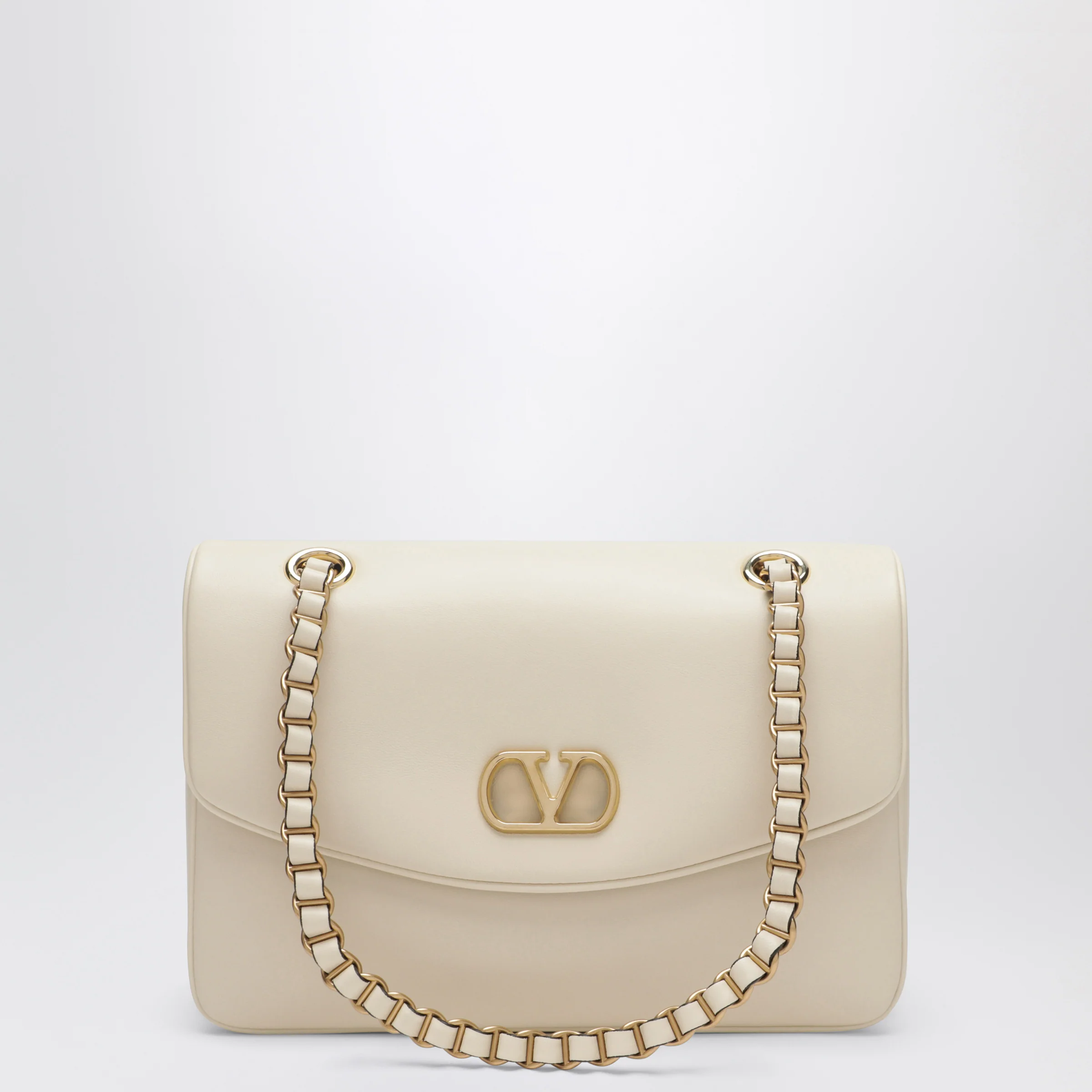 Valentino Garavani Medium Djuna shoulder bag in nappa leather, white