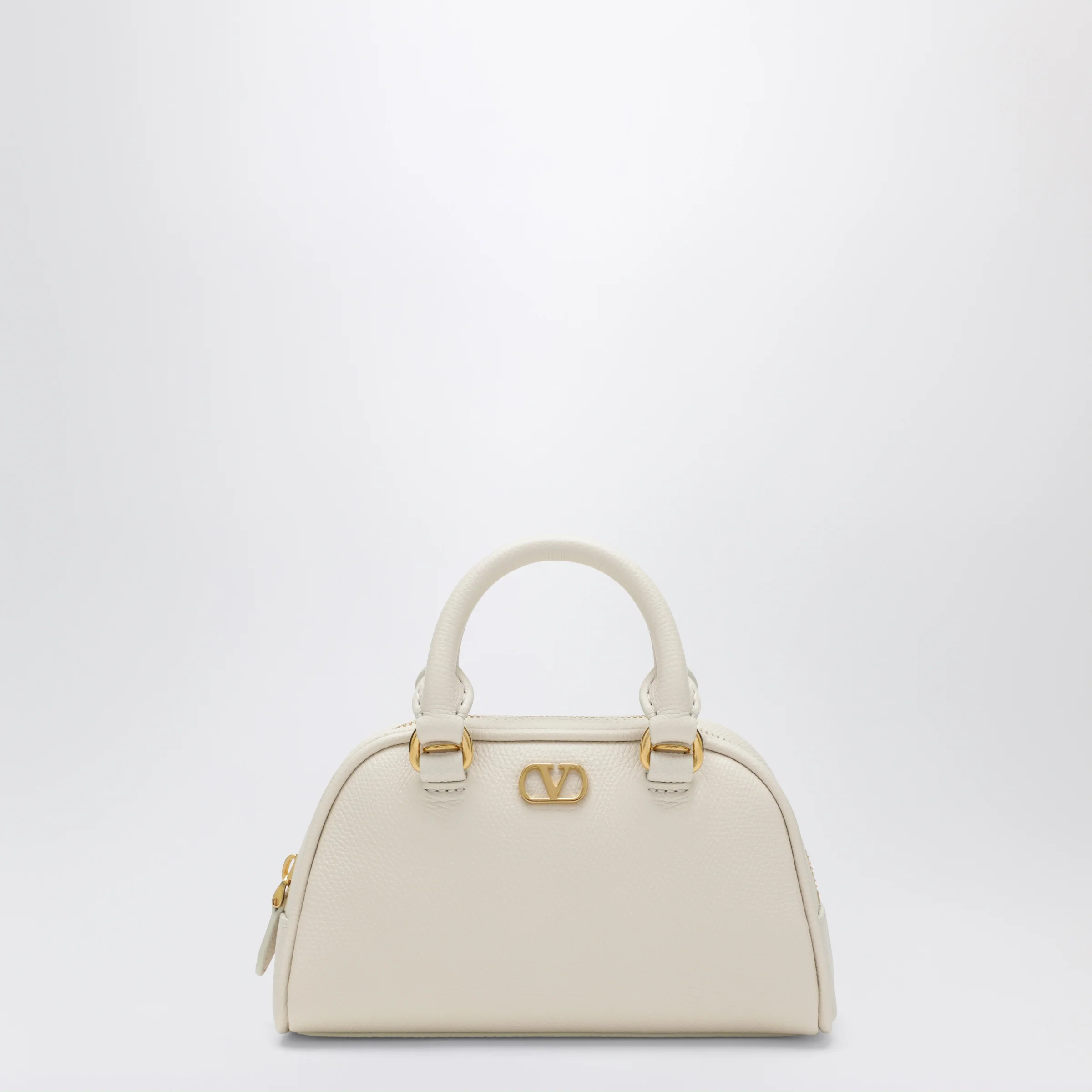 Valentino Garavani Ivory VLogo Signature mini duffle bag in grained calfskin